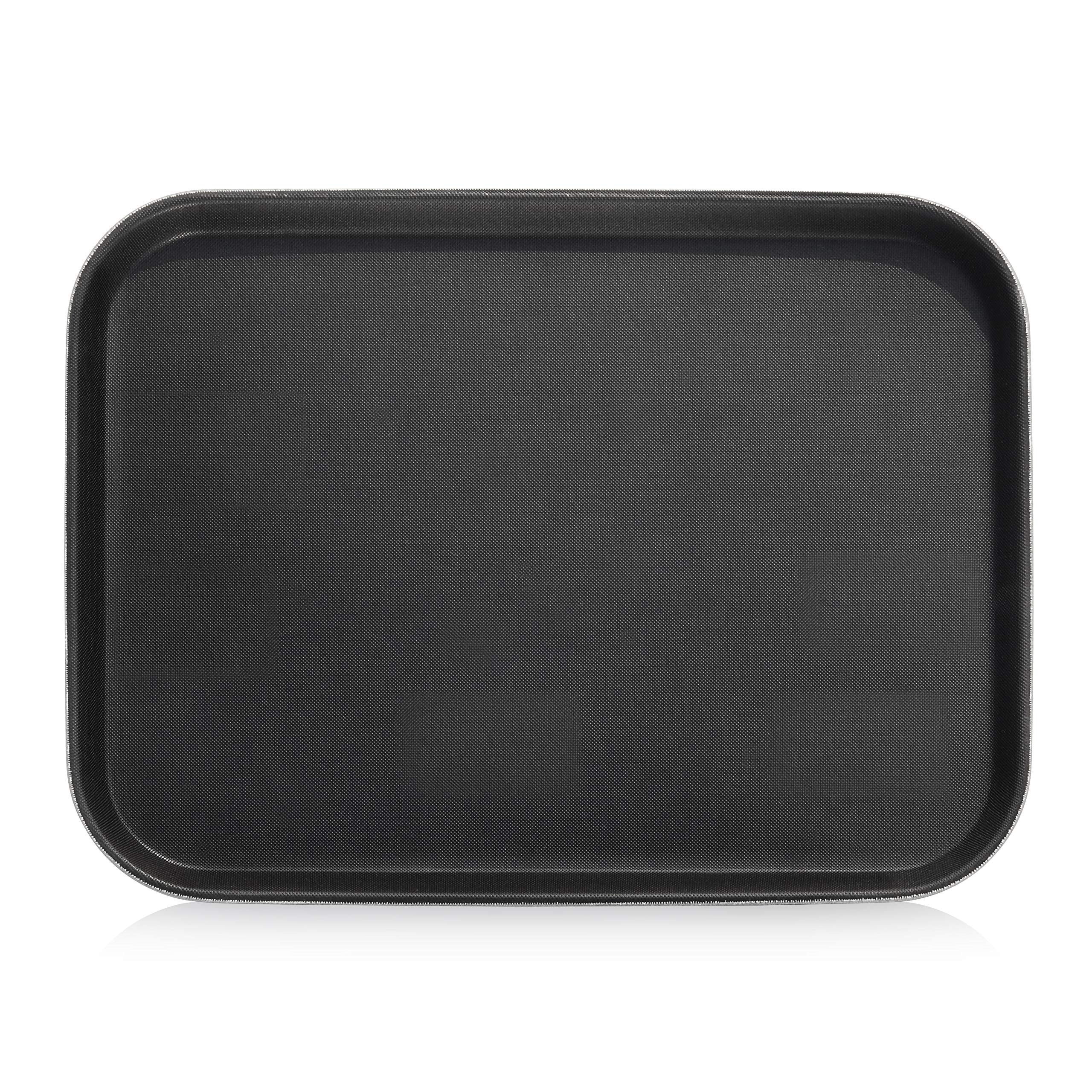New Star Foodservice 24975 Restaurant Grade Non-Slip Tray, Plastic, Rubber Lined, Rectangular, 12-Inch X 16-Inch, Black