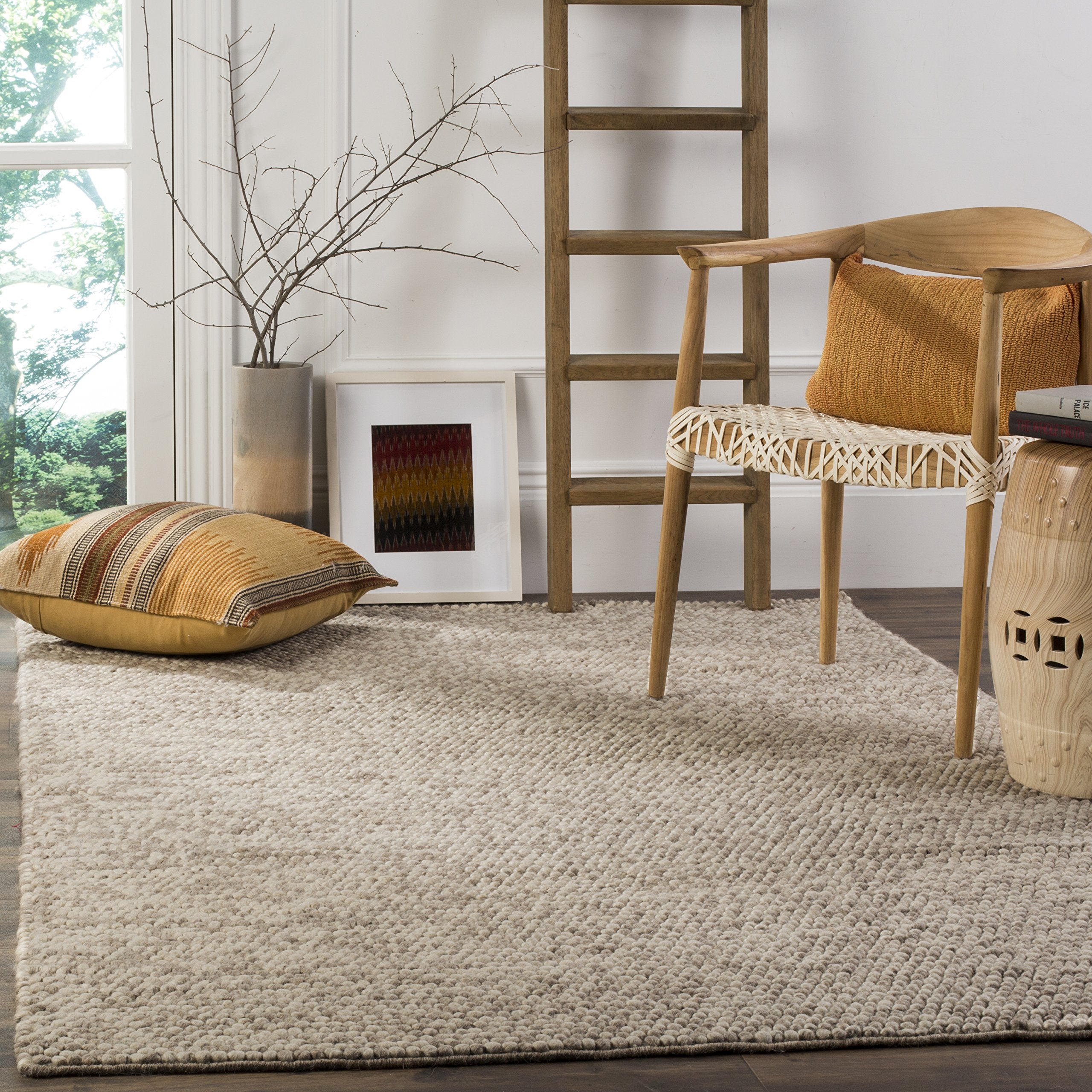 SAFAVIEH Natura Collection X-Large Area Rug - 11 x 15, Beige, Handmade Wool, Ideal for High Traffic Areas in Living Room, Bedr