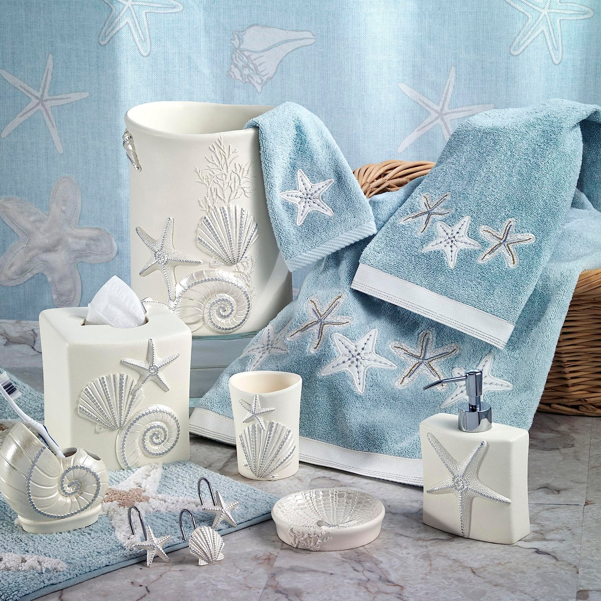 Avanti Linens - Toothbrush Holder, Seashell Inspired Bathroom Accessor ...