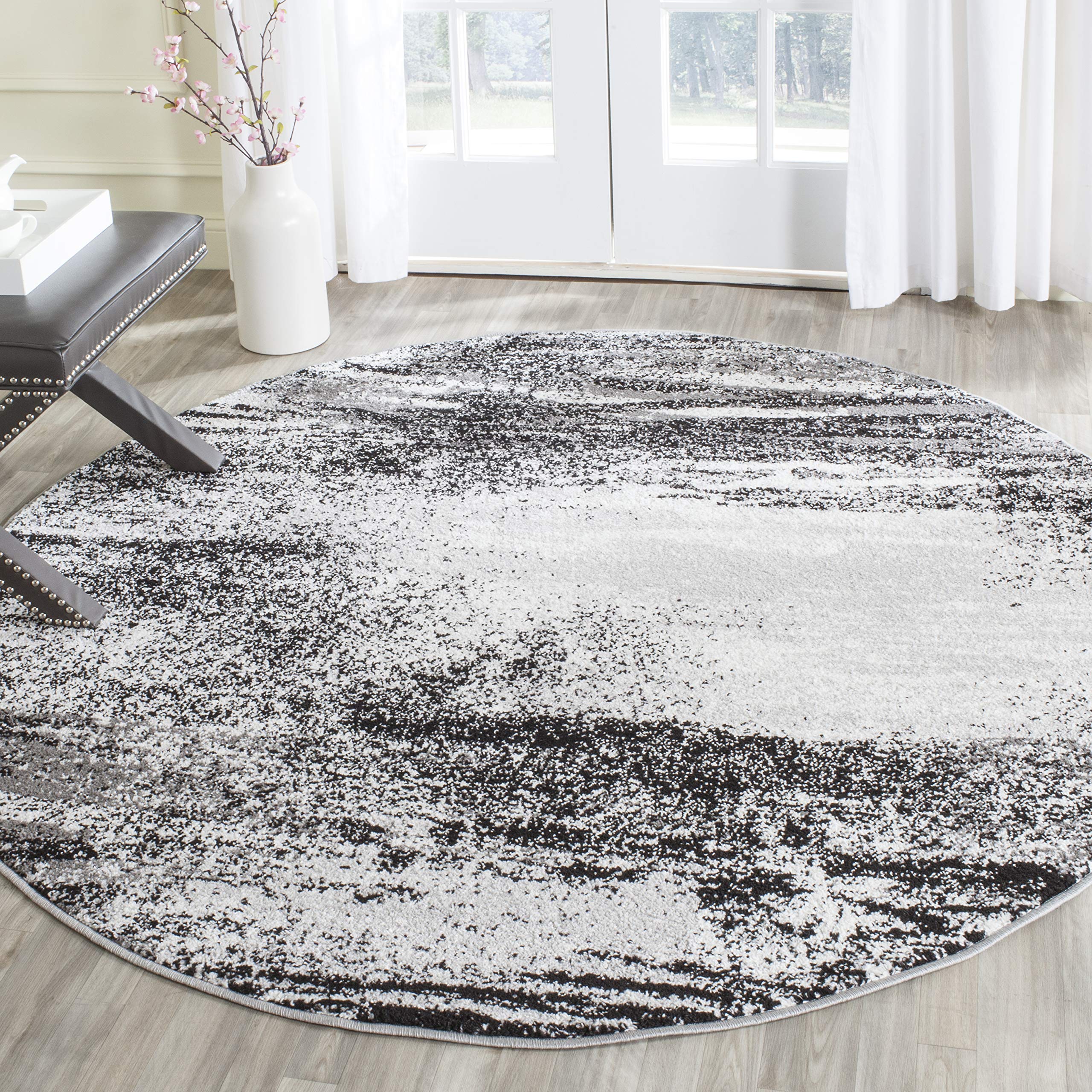 SAFAVIEH Adirondack Collection 12 Round Silver/Multi ADR112G Modern Abstract Non-Shedding Entryway Foyer Living Room Bedroom Ki