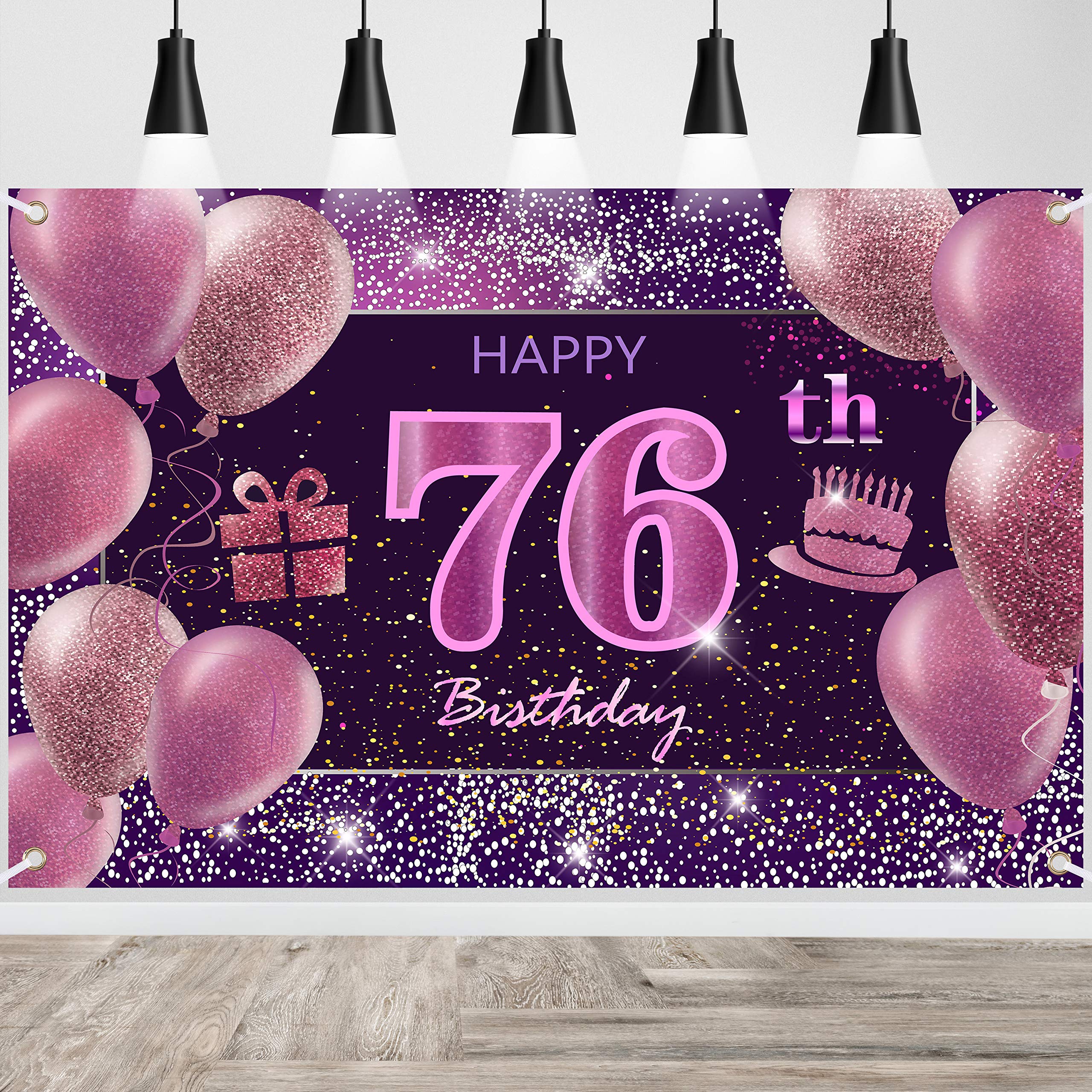 76Th Birthday Decorations For Girls Imisi Happy Birthday Banner Pink Decorations For A Party Birthday Backdrop For Women