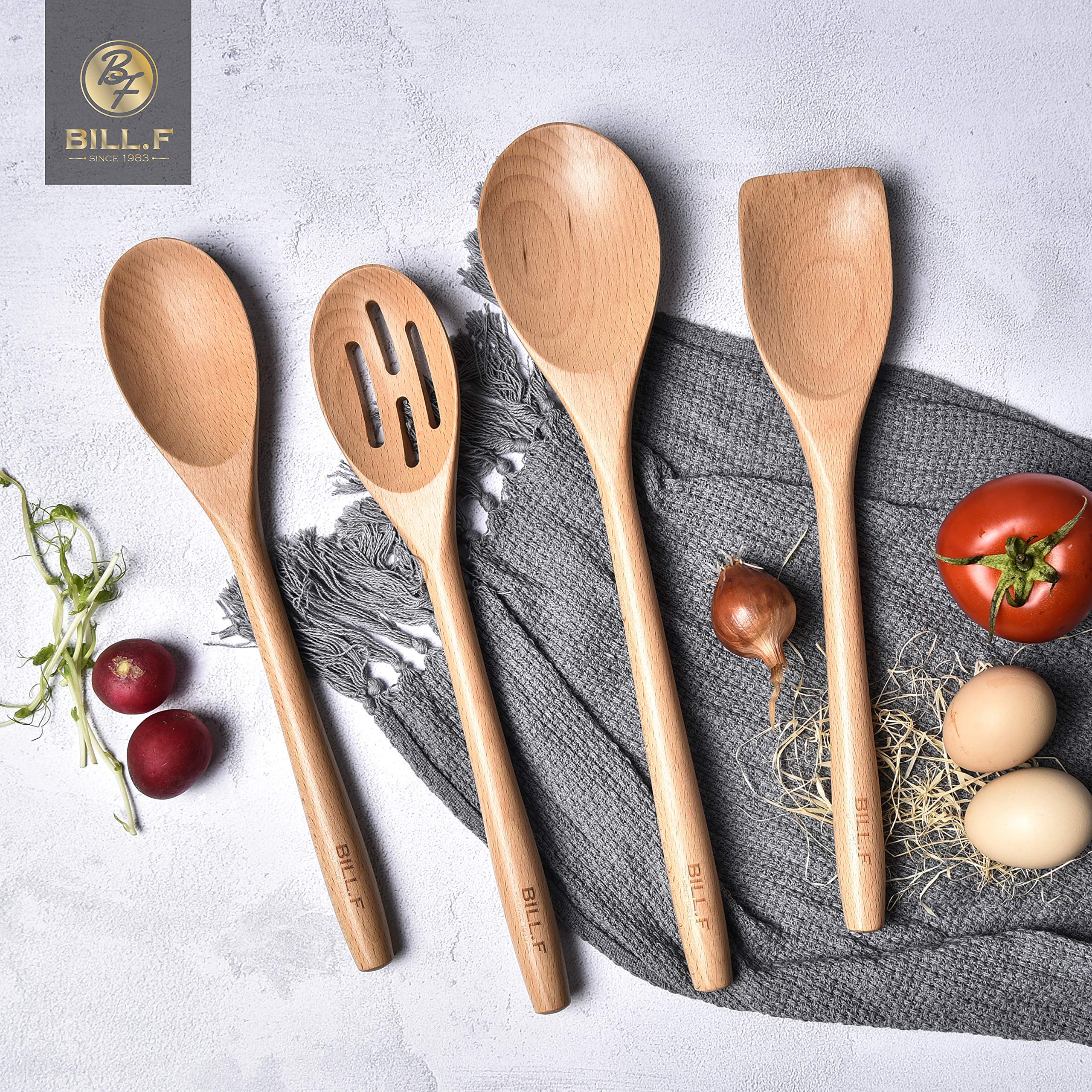 Wooden Spoons For Cooking Wooden Kitchen Utensil Set Of 4 Beech Wood Non Scratch Bill.F Wooden Cooking Utensils Spatula Set Incl