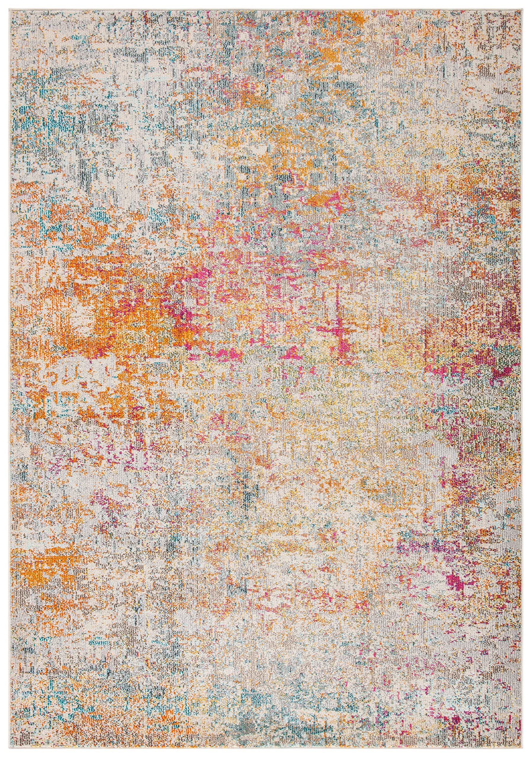 SAFAVIEH Madison Collection Accent Rug - 22 x 4, Grey & Turquoise, Modern Abstract Design, Non-Shedding & Easy Care, Ideal for