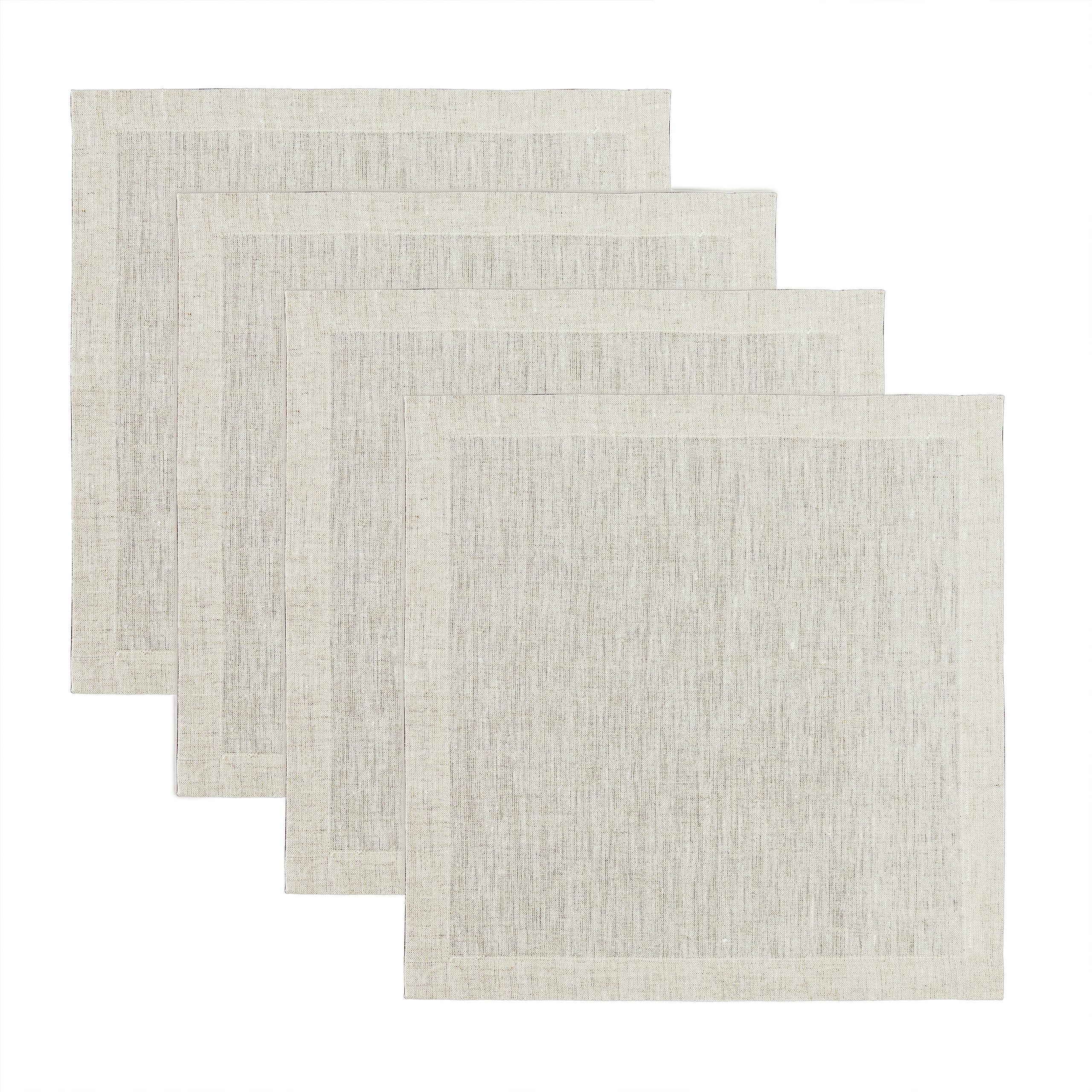 Solino Home Linen Square Placemats 14 X 14 Inch - 100% Pure Linen Light Natural Cloth Placemats Set Of 4 - Athena, Washable Fabr