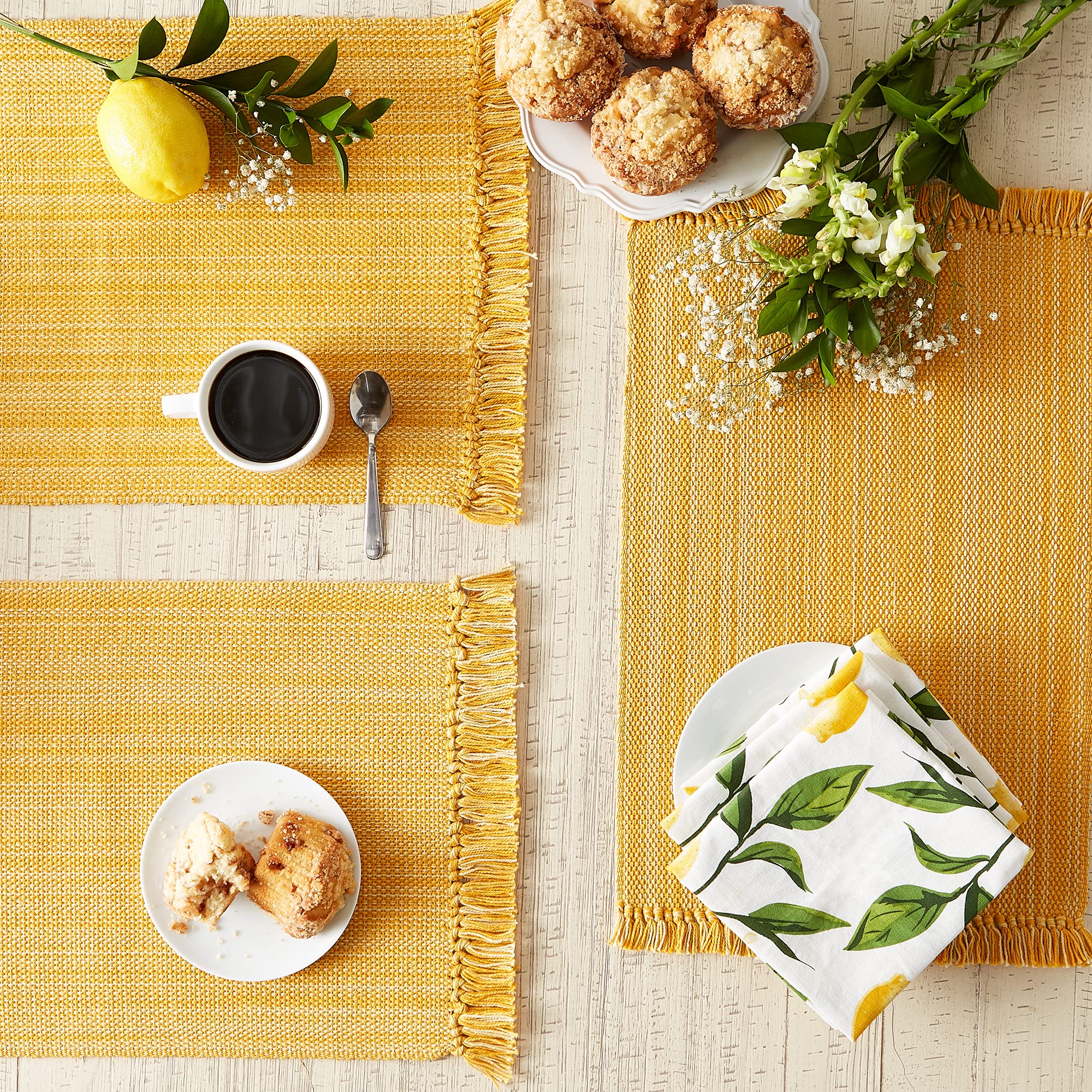 Dii Variegated Tabletop Collection, Placemat Set3X19, Apricot, 6 Piece