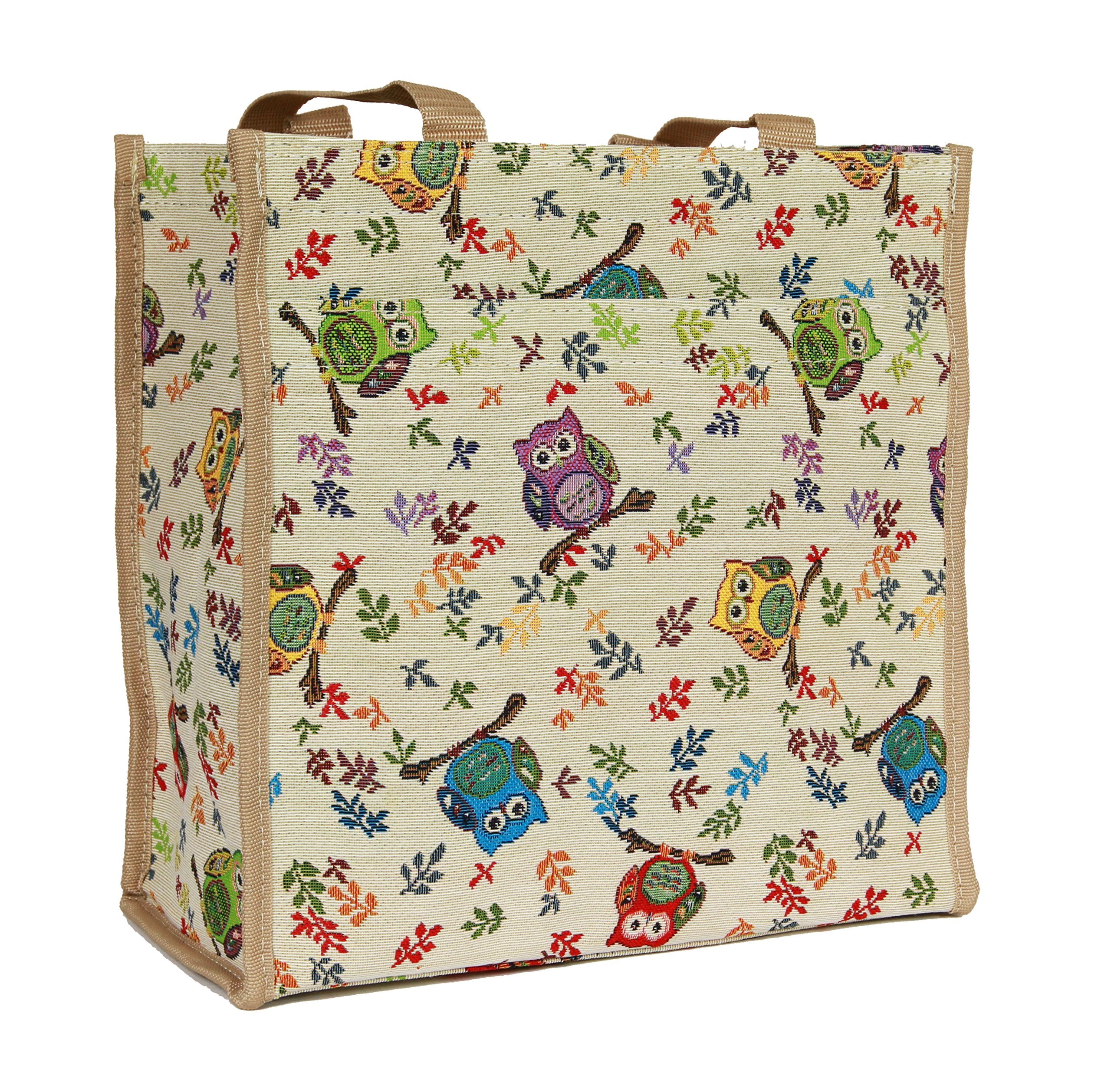 Signare Owl Pattern Grocery Shopping Tote Bag for Women Tapestry/Shop-OWL