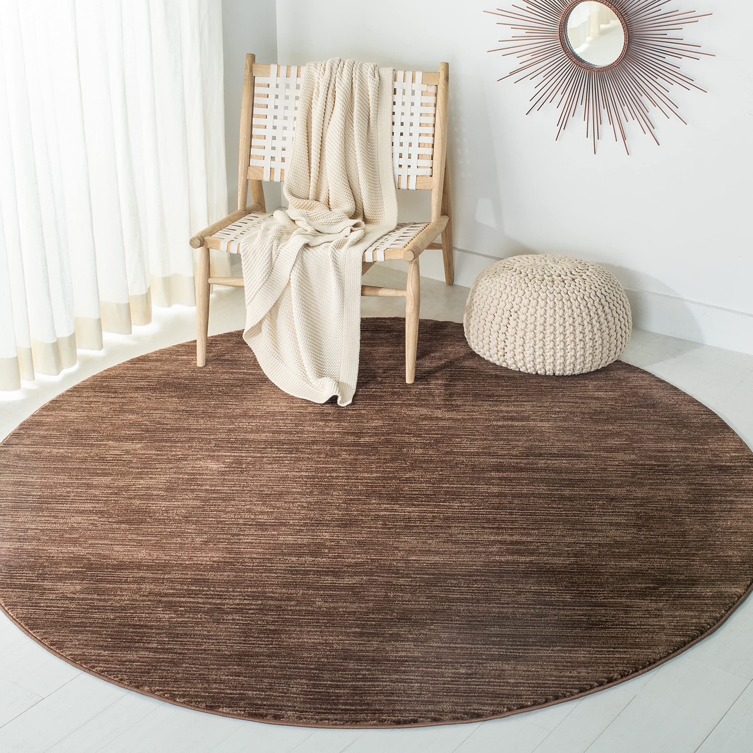SAFAVIEH Vision Collection 5 Round Brown VSN606E Modern Ombre Tonal Chic Non-Shedding Dining Room Entryway Foyer Living Room Be