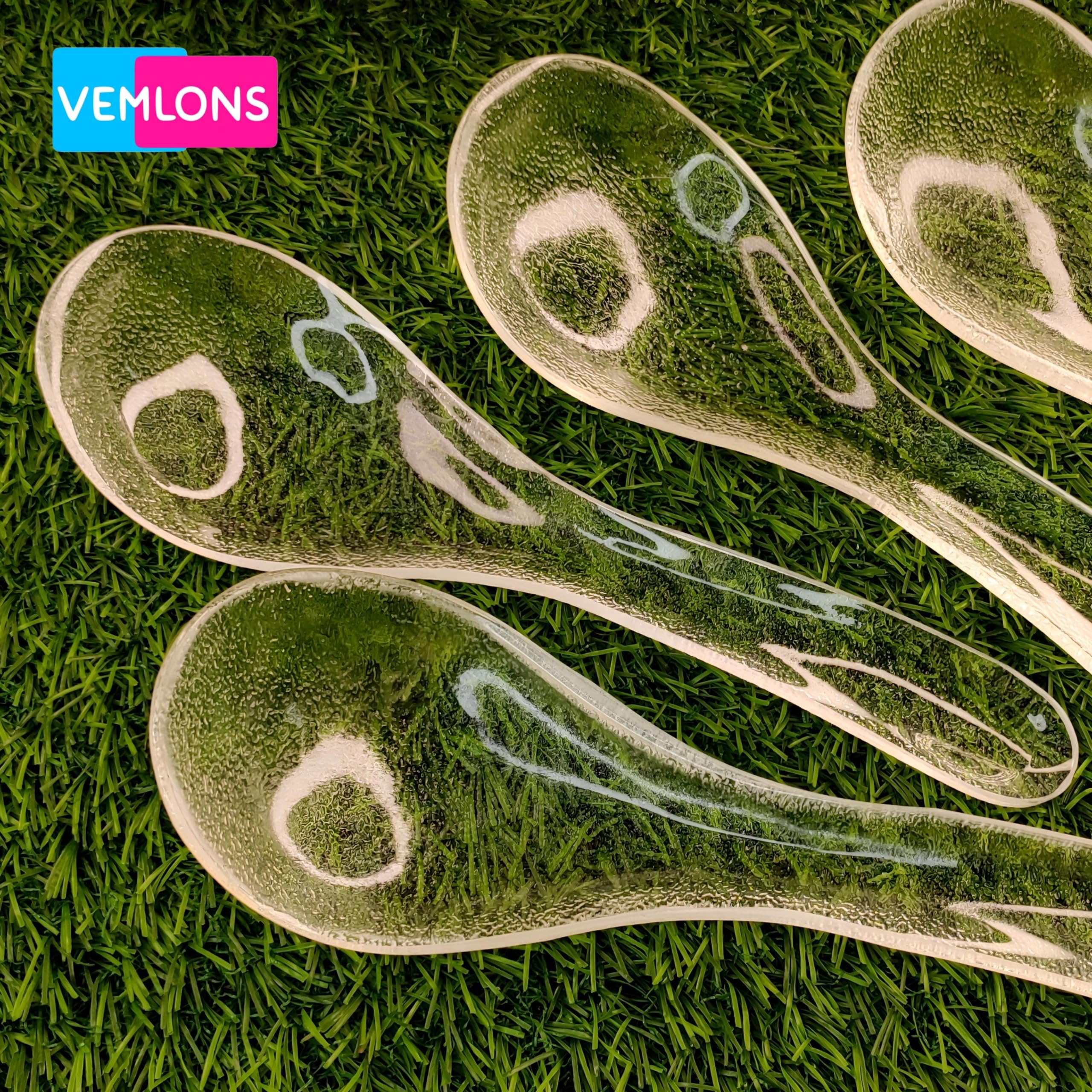 Vemlons Transperent Serving Spoon Long Handled Serving Spoon Acrylic Tableware (Set Of 4)