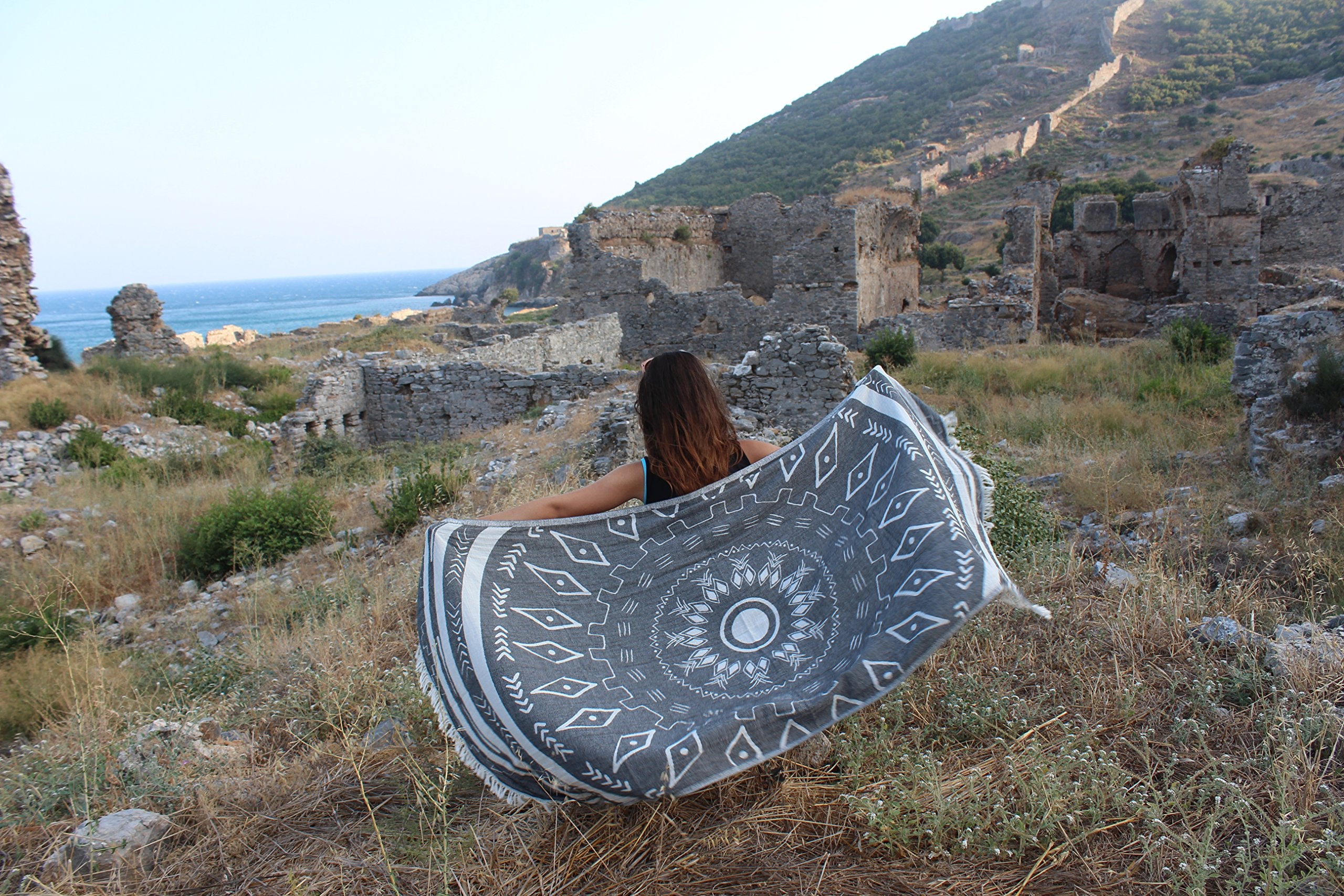 Bersuse 100% Cotton Kona Turkish Towel Beach Towel Bath Towel Dual Layer Peshtemal Beach Blanket Beach Essentials - 37X70 Inches