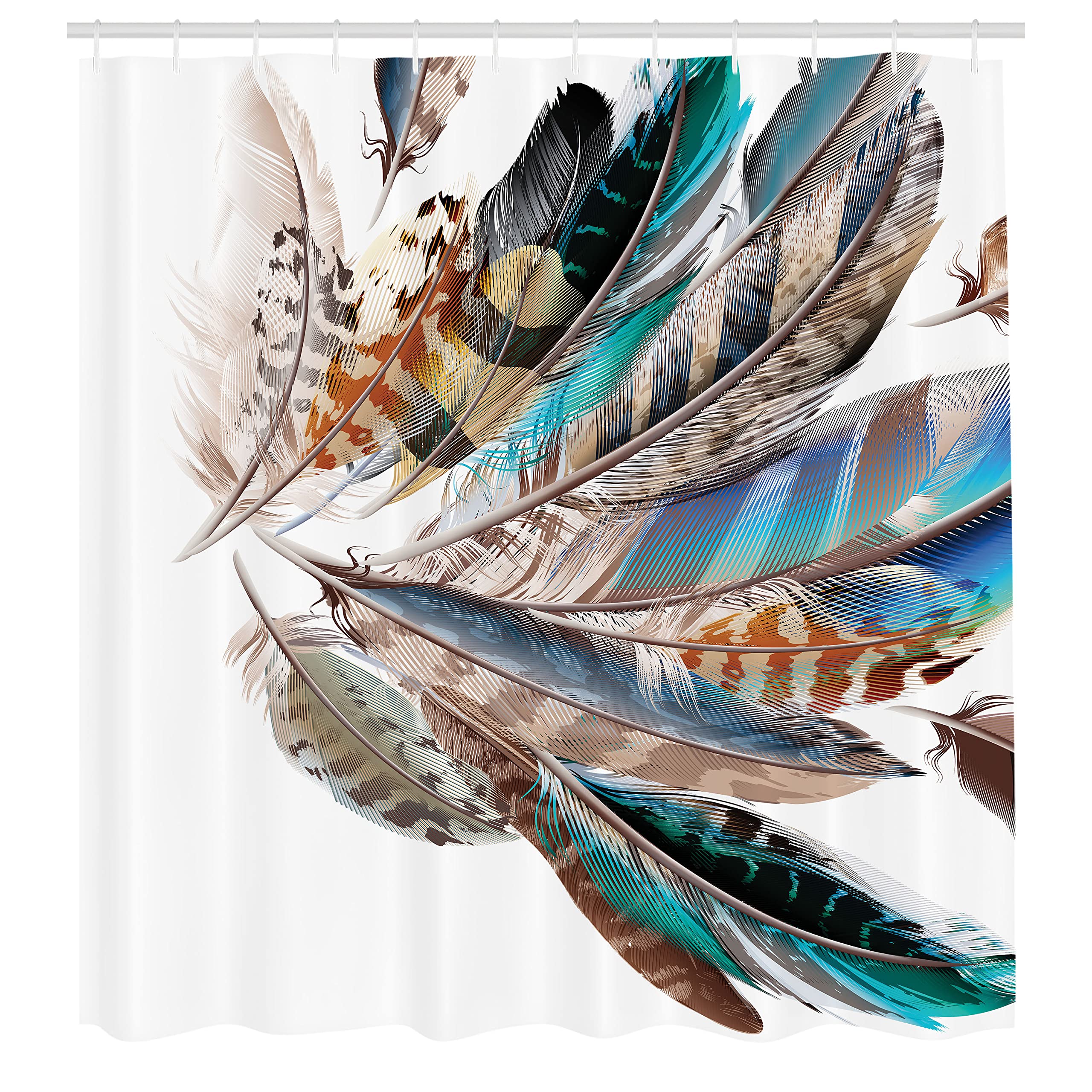Ambesonne Feathers Shower Curtain For Bathroom And Powder Room Decor Bohemian Flight Of Bird Wings Animal Modern Themed Element