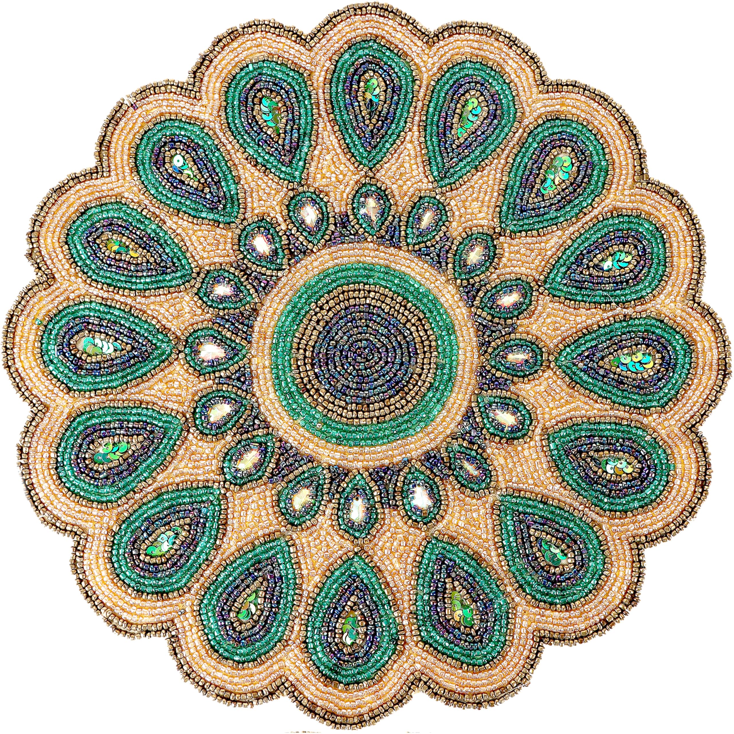Beaded Table Mat, Coffee Table Beaded Mat, Placement Mats For Dining Table Beaded, Round Beaded Placemats, Beaded Placemats For
