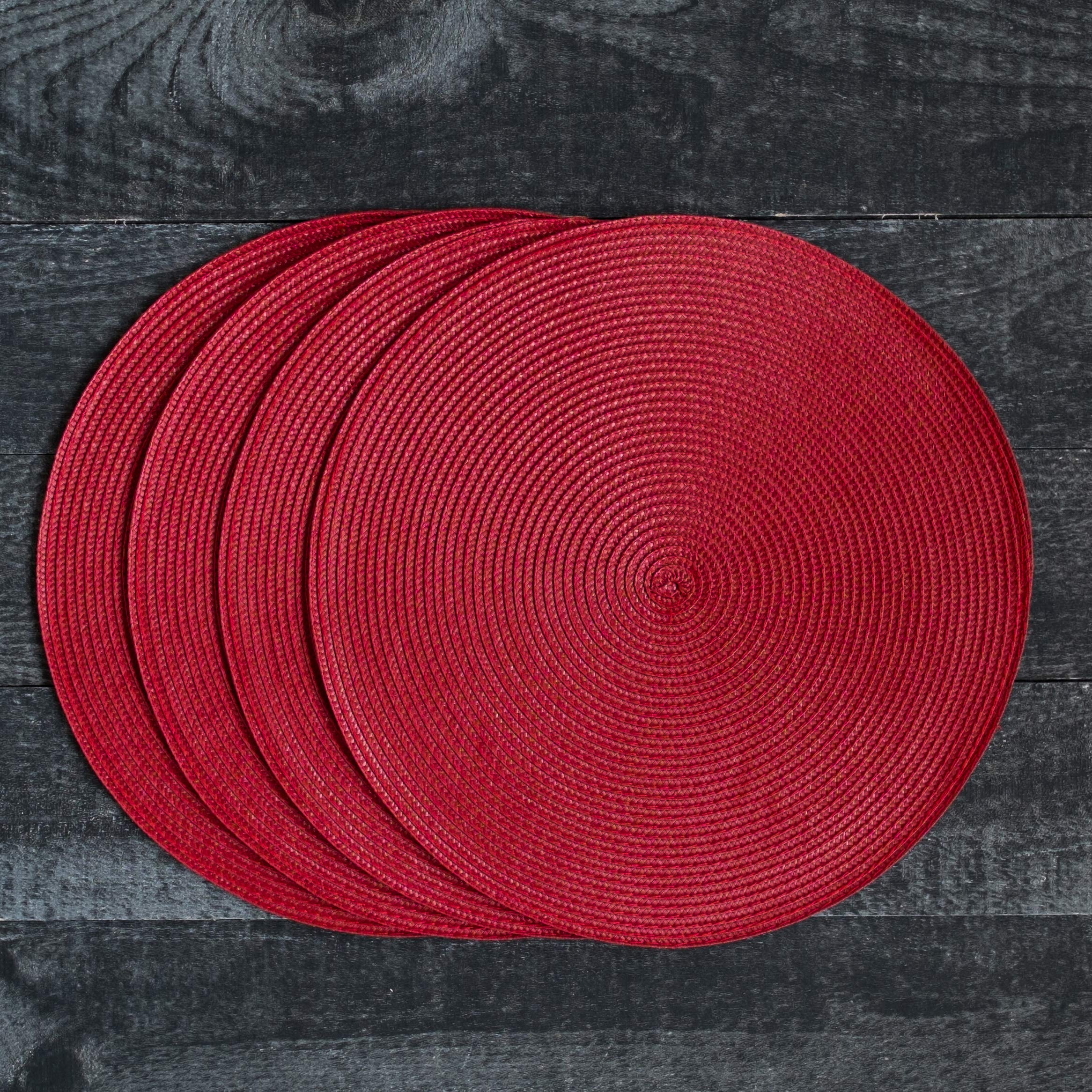 Now Designs Disko Round Placemats, Chili, Set Of 4, 15 Inches