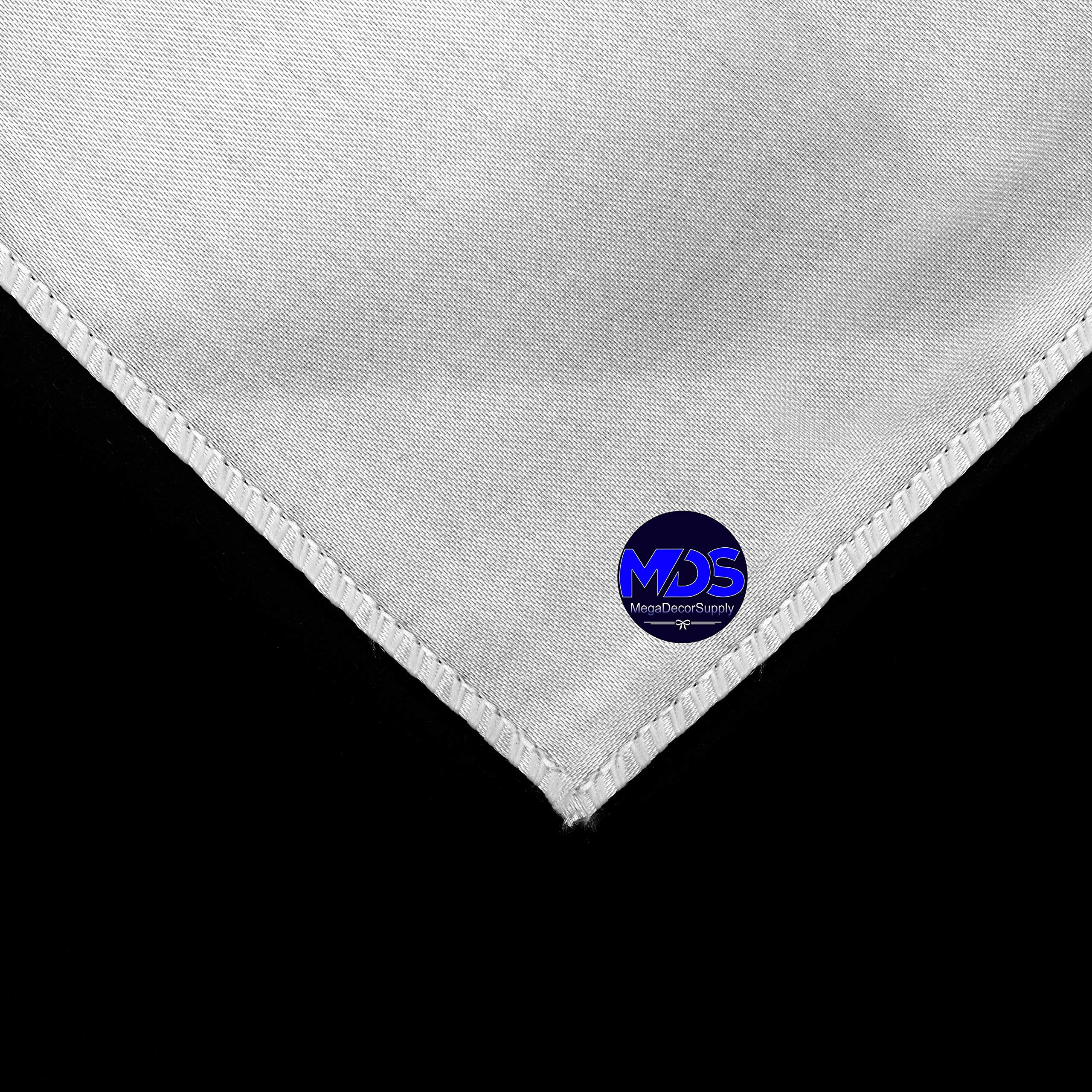Mds Pack Of 100 Wedding Satin 12''X 12'' Square Dinner Napkin Or Handkerchief For Wedding Banquet Decoration - White