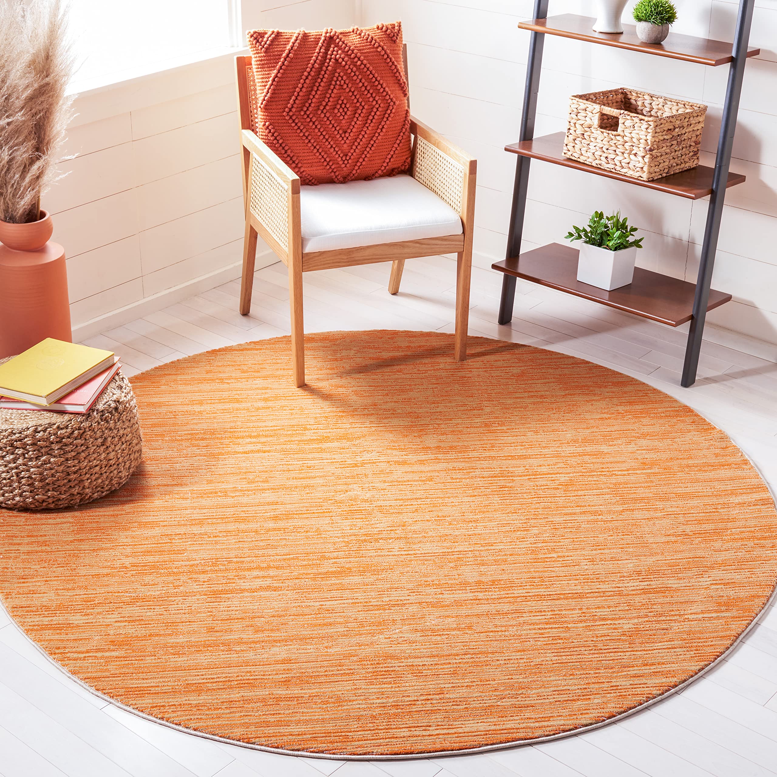 SAFAVIEH Vision Collection Area Rug - 10 Round, Orange, Modern Ombre Tonal Chic Design, Non-Shedding & Easy Care, Ideal for Hig