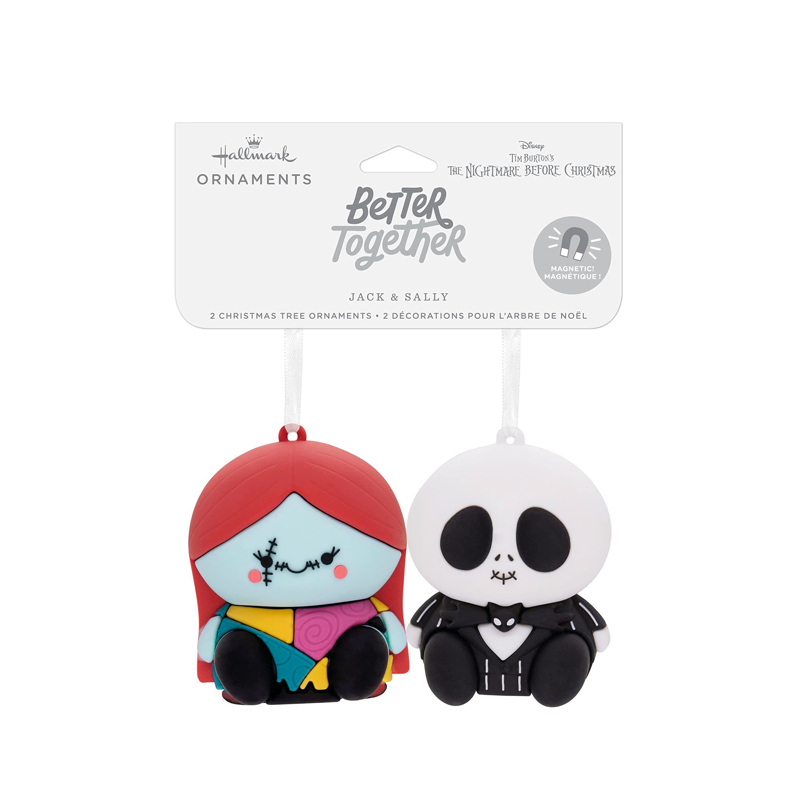 Hallmark Better Together Disney Tim Burton s The Nightmare Before Christmas Jack and Sally Magnetic Christmas Ornaments, Set of