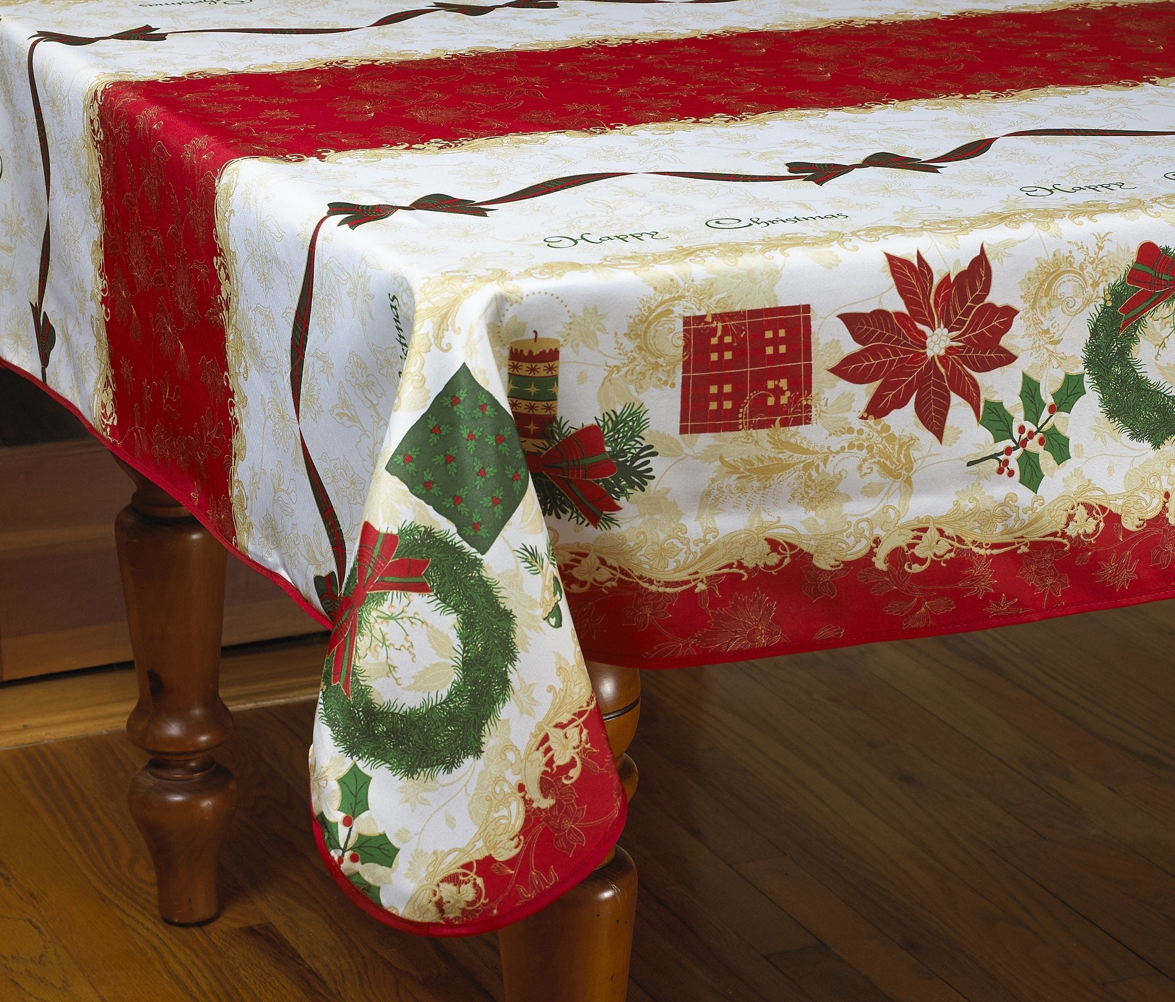 Seasonal Ribbons And Bows Vintage Lace Design 52'' X 70'' Oblong / Rectangle Tablecloth