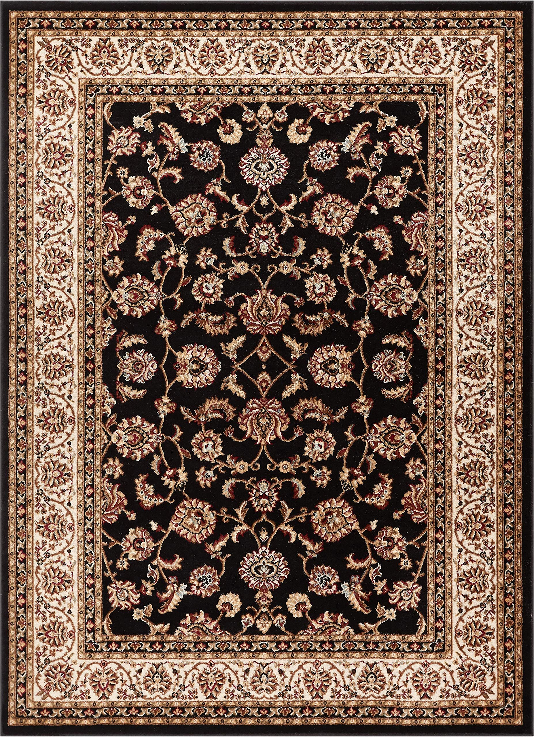 Well Woven Barclay Collection Sarouk Black 4x5 Area Rug - for Entryways, Small Bedrooms, Living Rooms