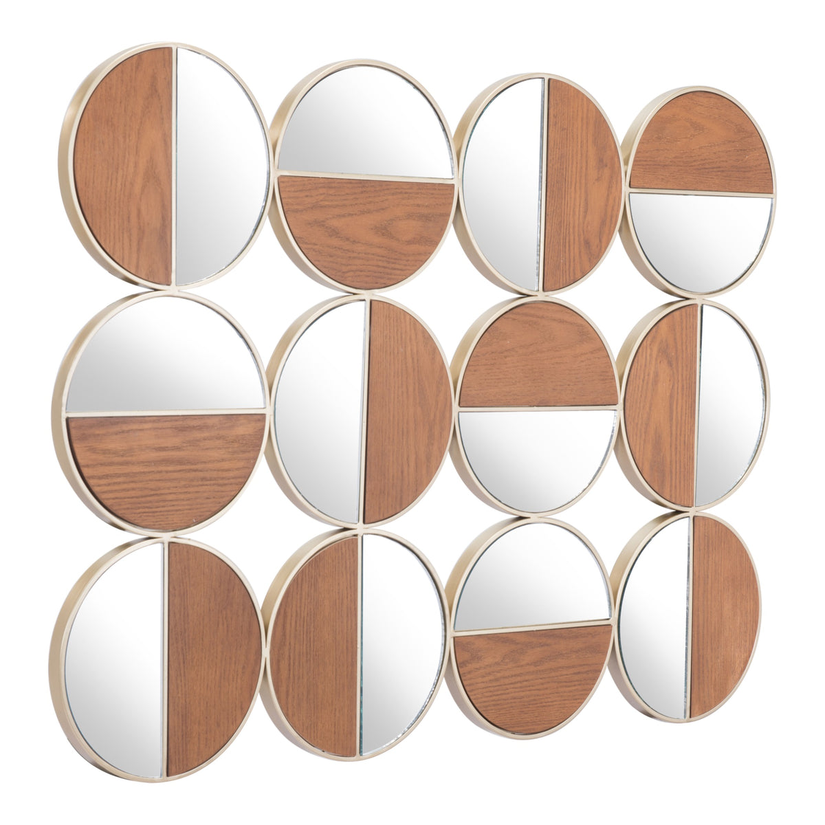 Cycle Round Mirror Gold And Walnut