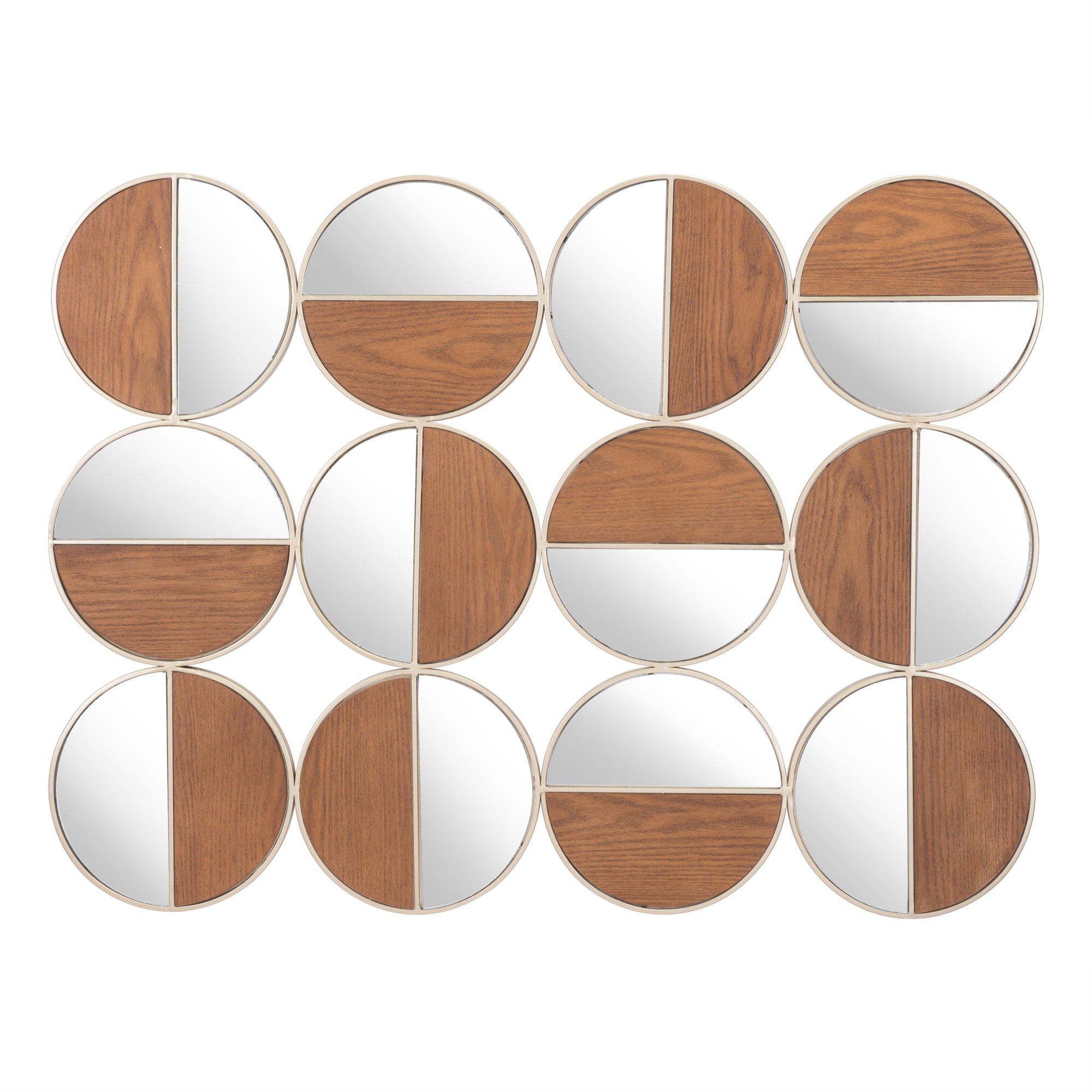 Cycle Round Mirror Gold and Walnut