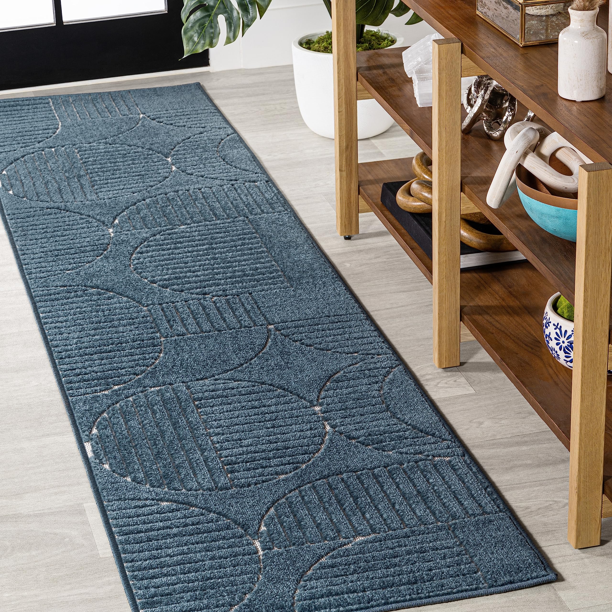 JONATHAN Y SCN104A-28 Nordby High-Low Geometric Arch Scandi Striped Indoor/Outdoor Runner Rug, Contemporary,Bohemian,Transitiona