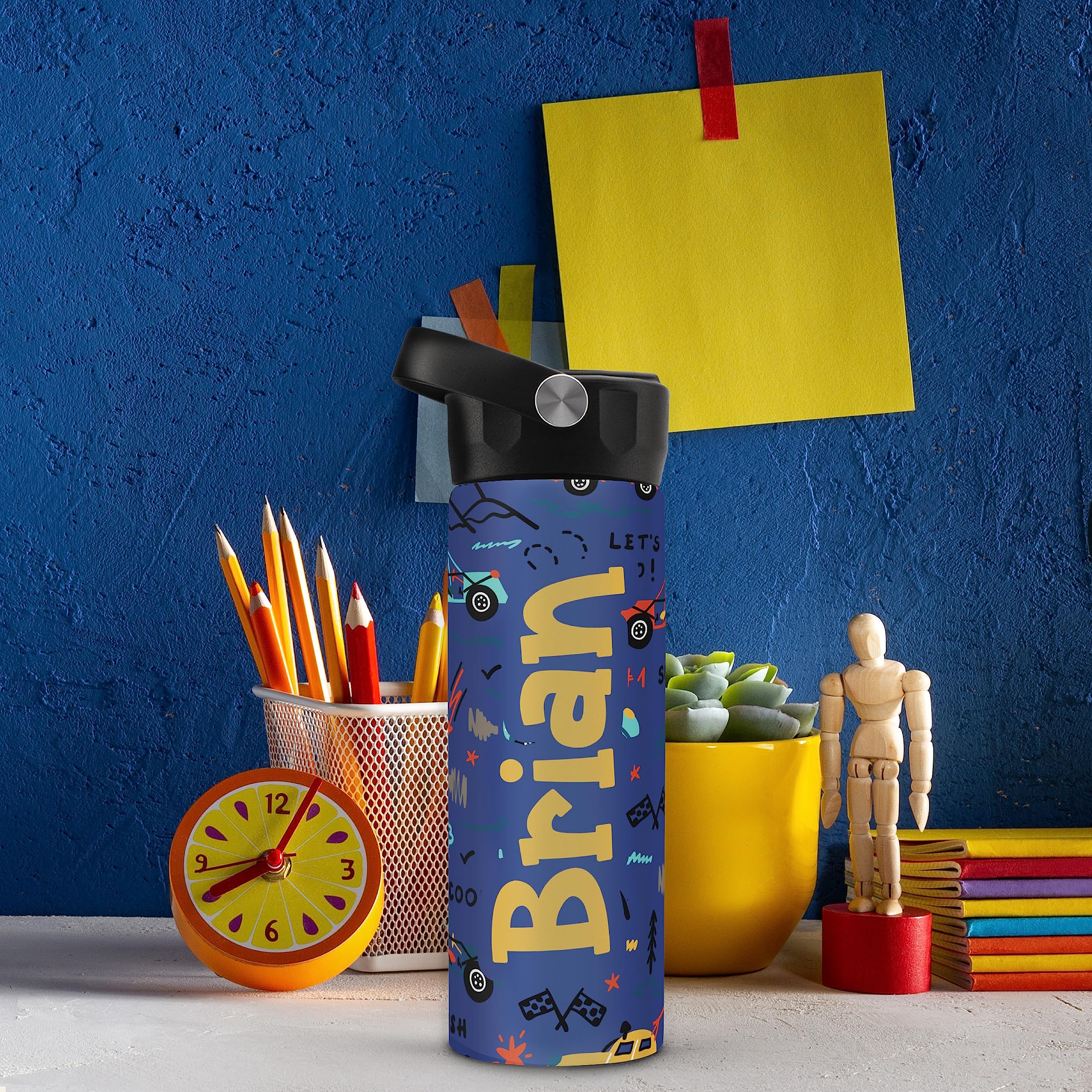 United Craft Supplies Personalized Kids Water Bottle W/Name - 14 Oz - 12 Designs - Bpa Free, Back To School Gifts, Custom Water