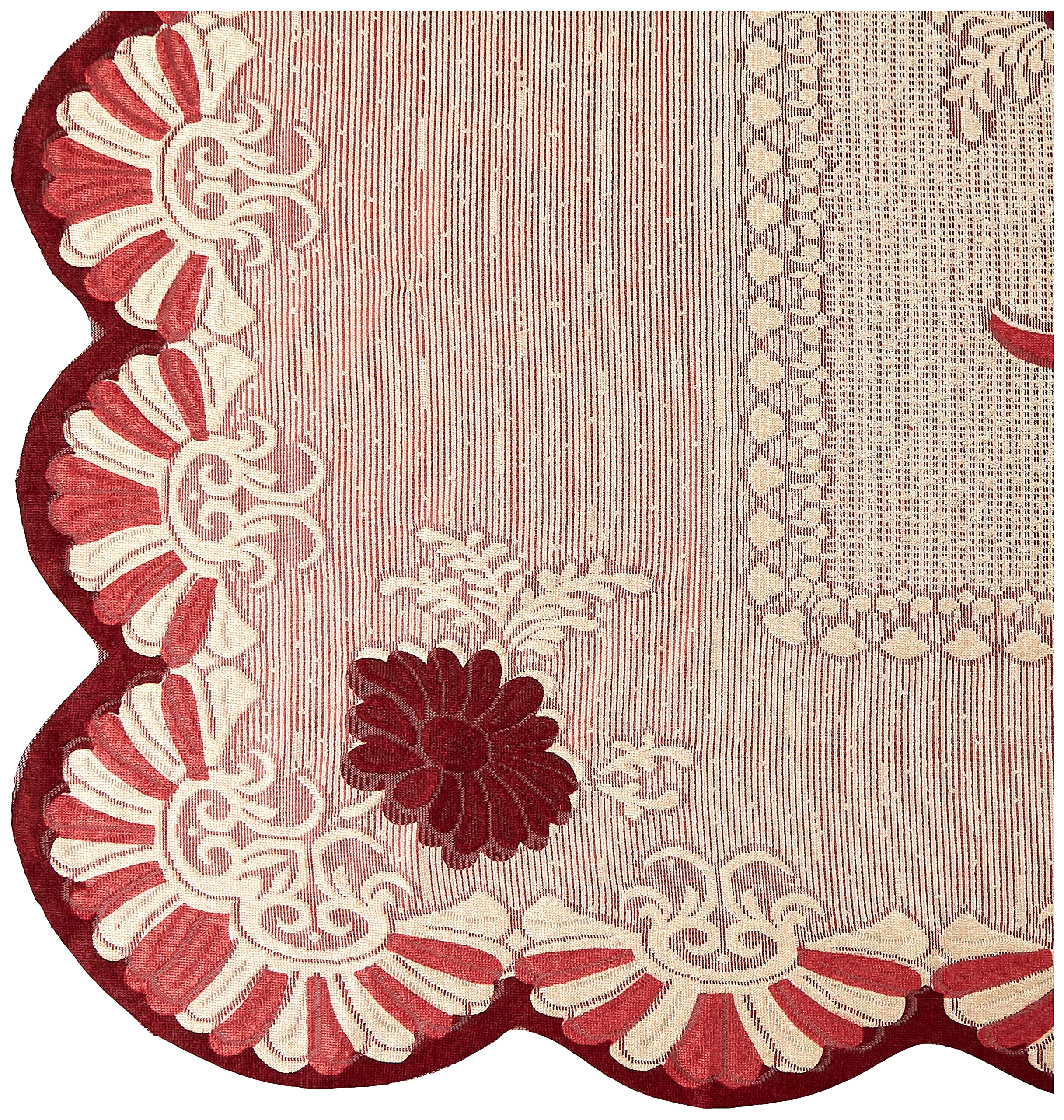 Kuber Industries Floral Cotton 6 Seater Dining Table Cover - Red