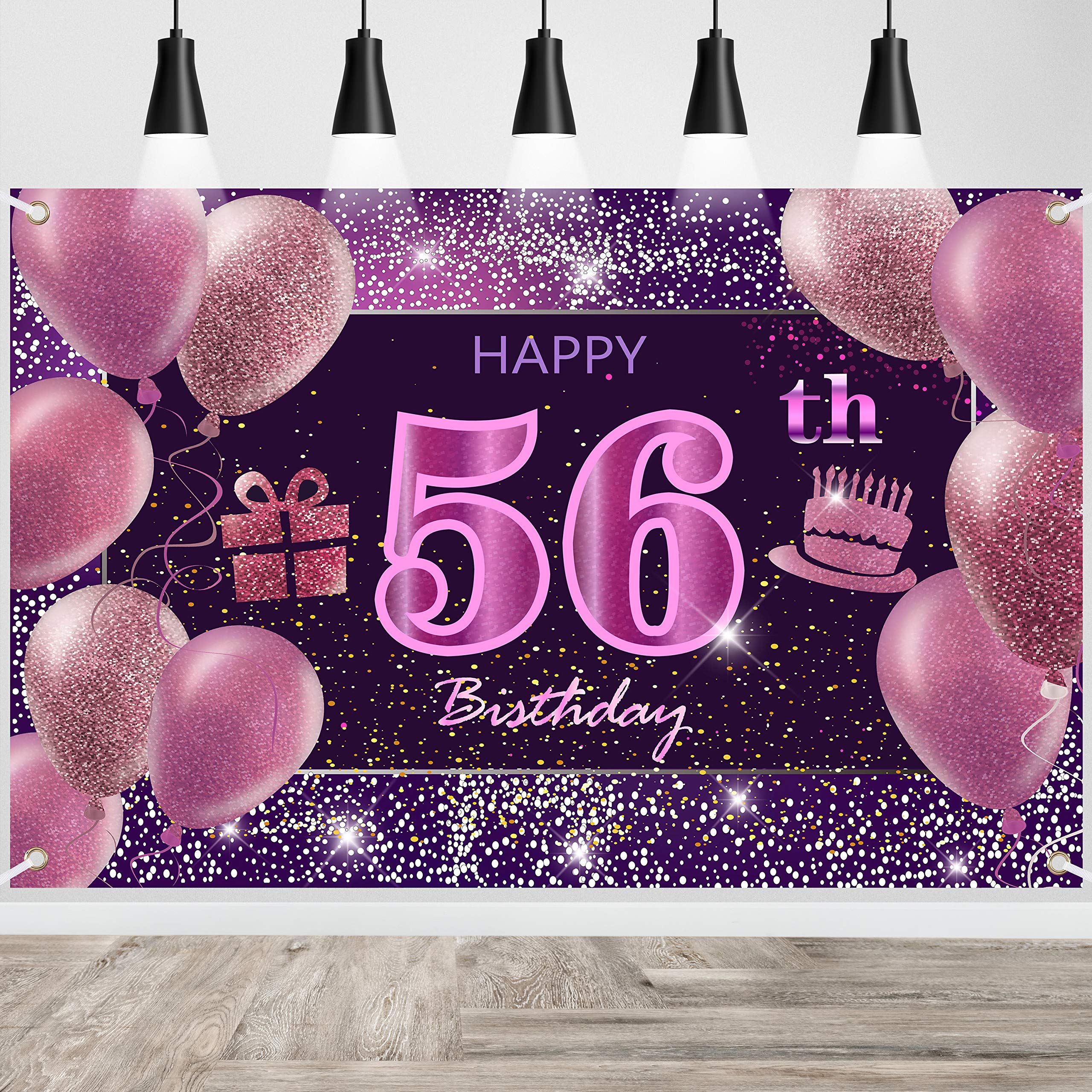 56Th Birthday Decorations For Girls Imisi Happy Birthday Banner Pink Decorations For A Party Birthday Backdrop For Women