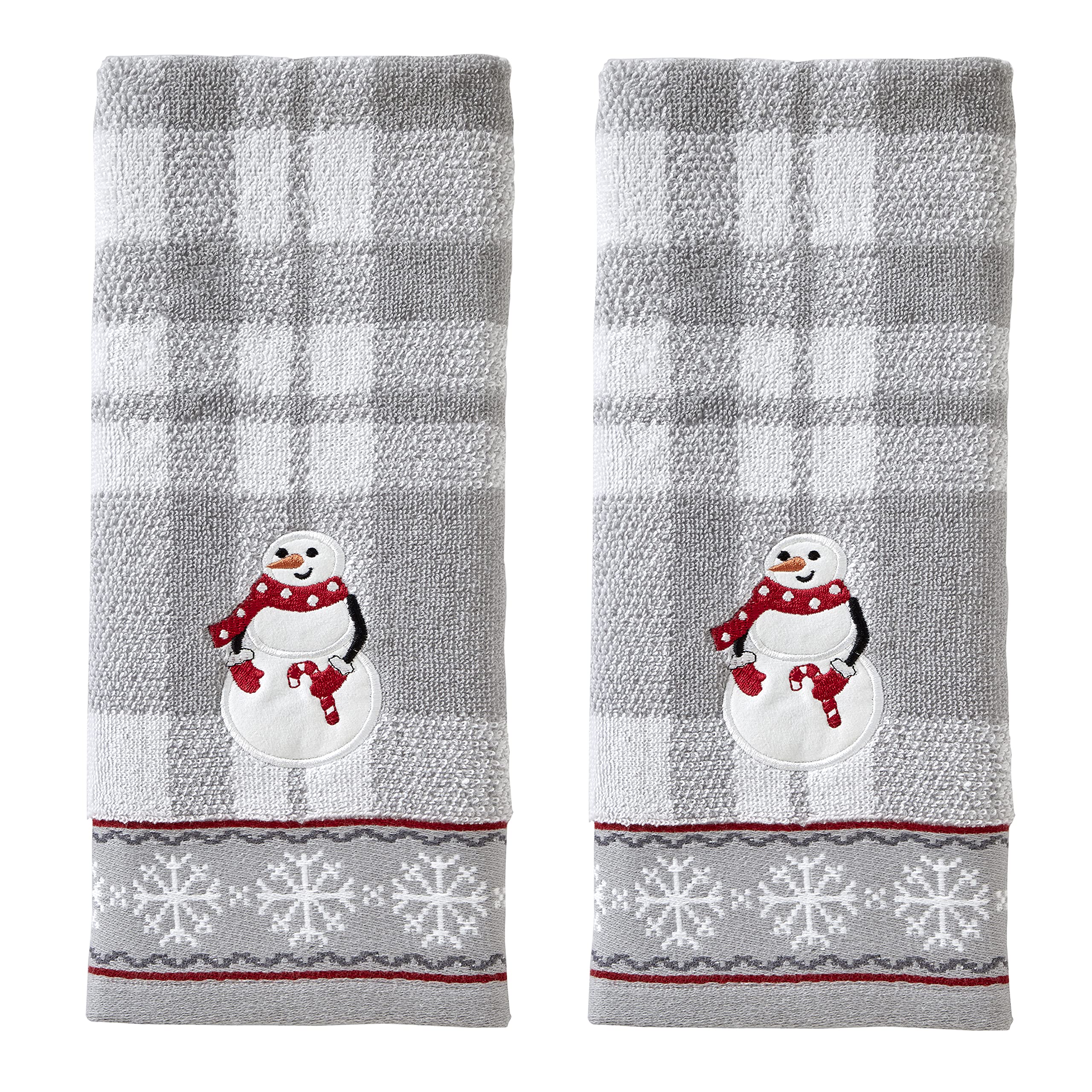 Skl Home Christmas/Winter Whistler Snowman Hand Towel Set For Bath/Kitchen/Bar & Gift, 16'' X 26'', Gray 2 Count