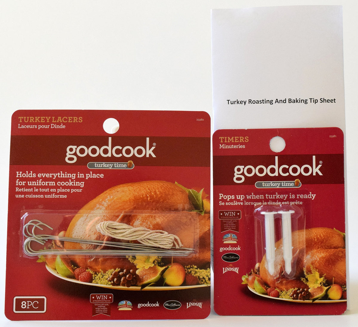 Good Cook Pop Up Timer,Good Cook Turkey Lacers, Turkey Roasting Tip Sheet. Holiday Christmas Oven Baking Bundle
