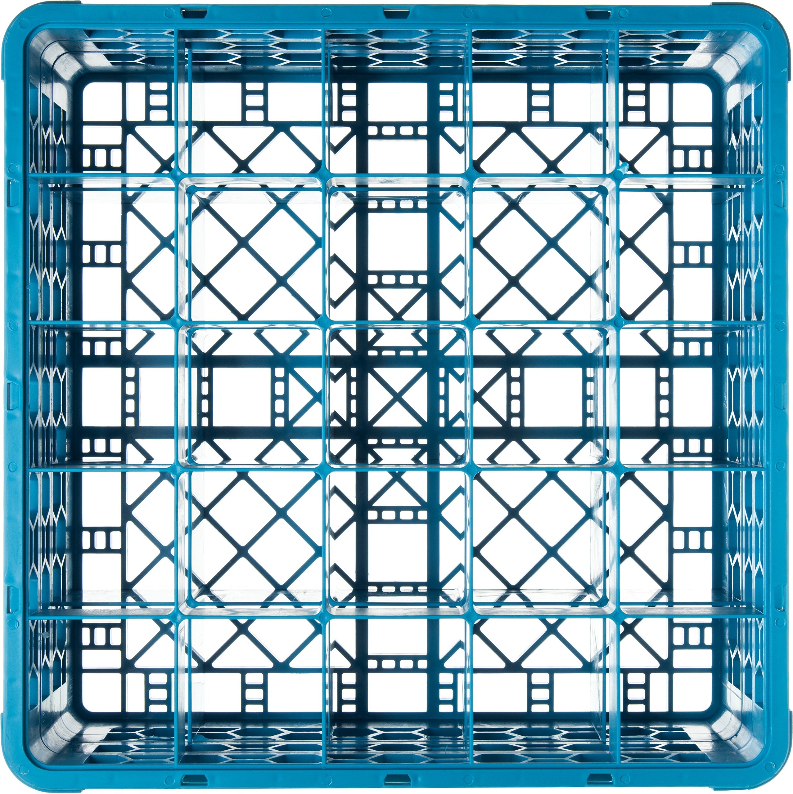 Carlisle Foodservice Products Rg25-214 Opticlean 25 Compartment Glass Rack With 2 Extenders, Blue , 7.12''