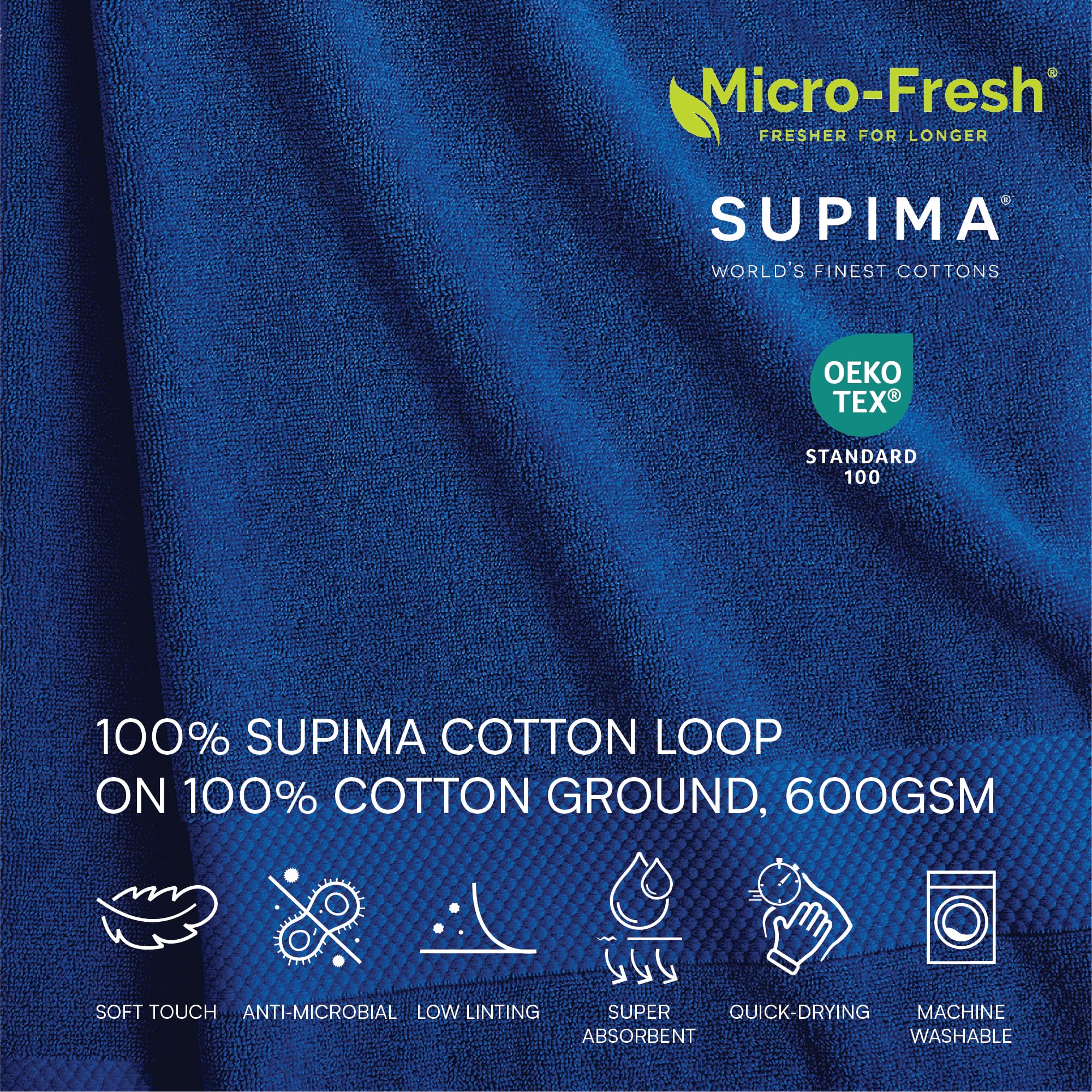 Lacoste Heritage Supima Cotton Bath Towel  Surf Blue  30 '' x 54 ''