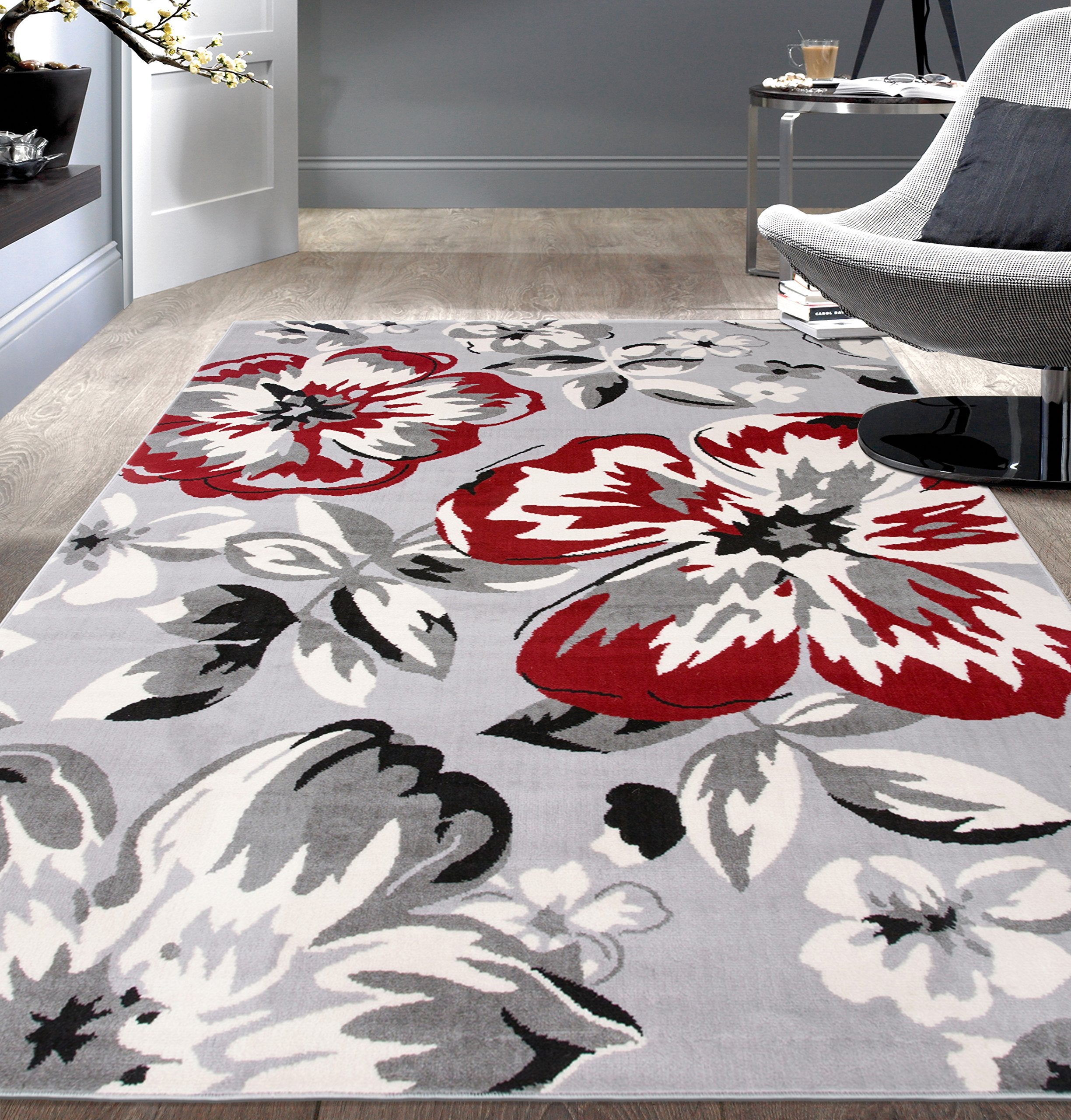 Rugshop Modern Floral Area Rugs 31 x 5 Red