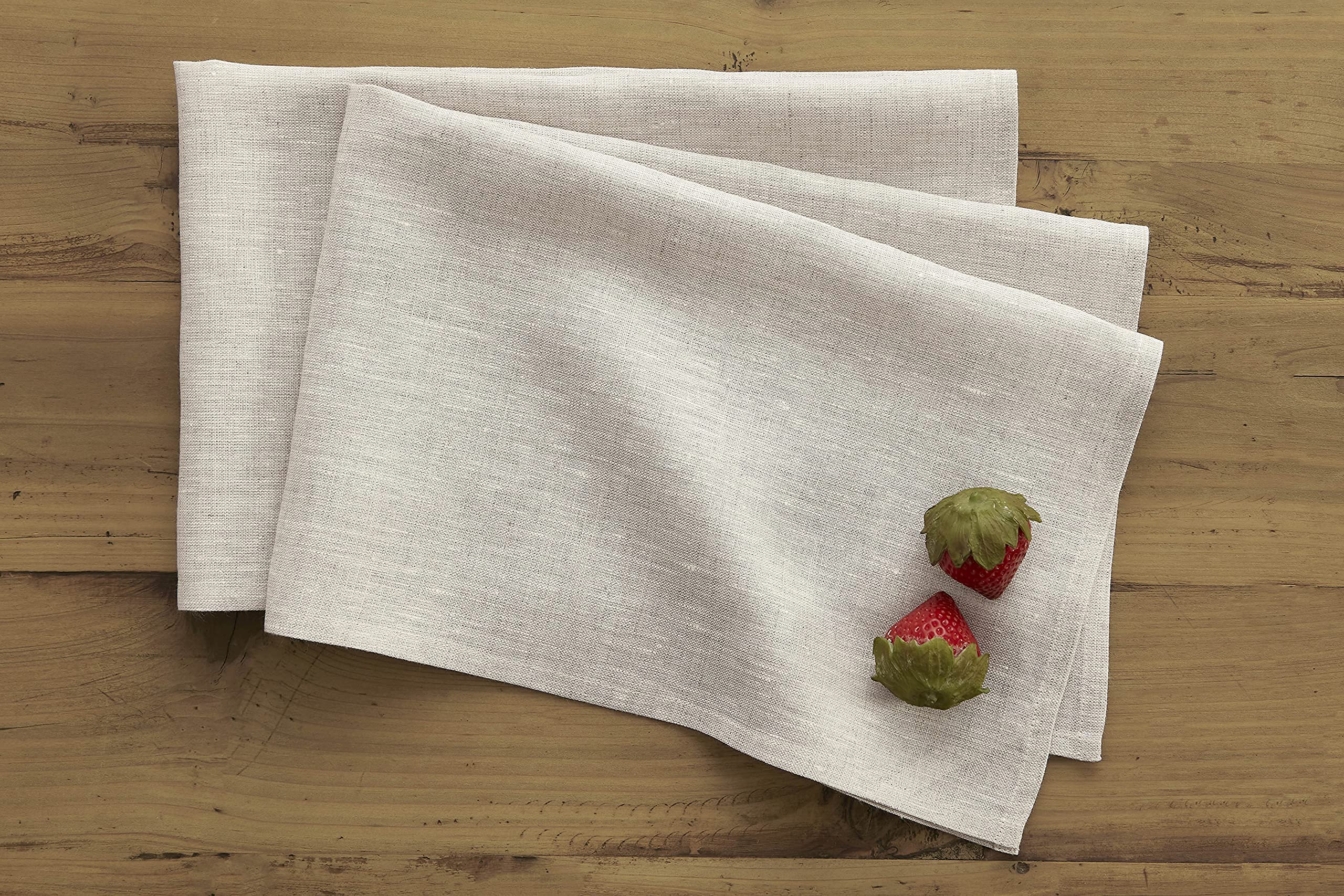 Solino Home Linen Kitchen Towels Set Of 2 - Light Natural 17 X 26 Inch - 100% Pure Linen Kitchen/Tea Towels - Machine Washable A