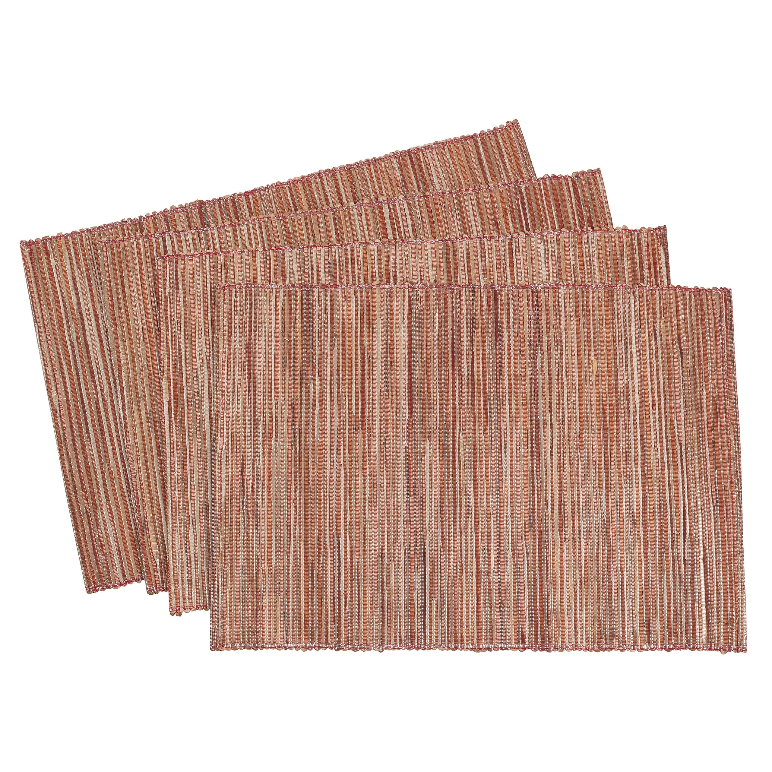 Saro Lifestyle Melaya Collection Shimmering Woven Nubby Table Placemats (Set Of 4), 14'' X 20'', Rust