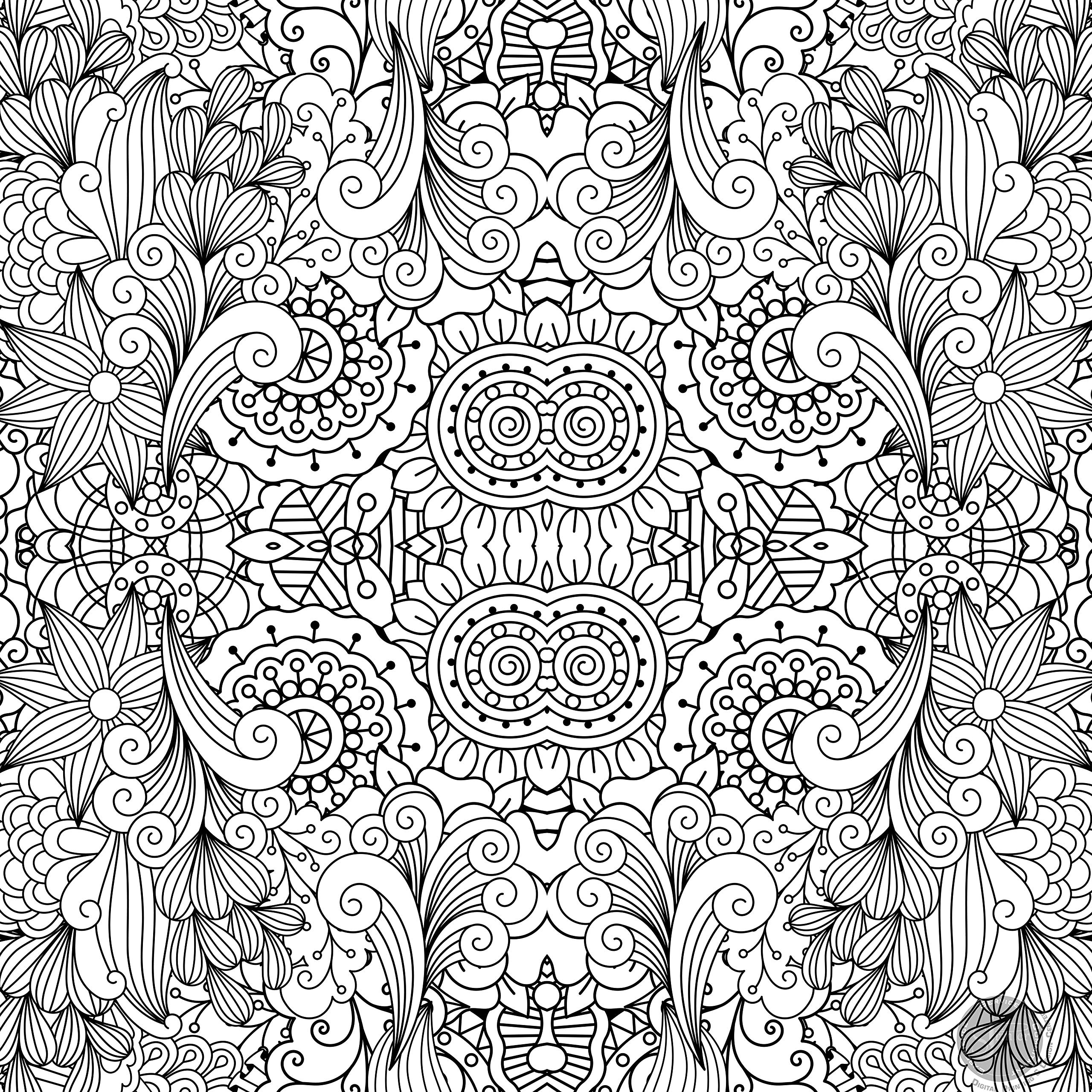 SJPRINTER Giant Coloring Poster - Square Flower Mandala, 30"x30", Paper - Ideal for Kids, Adults, Schools, and Family Activities