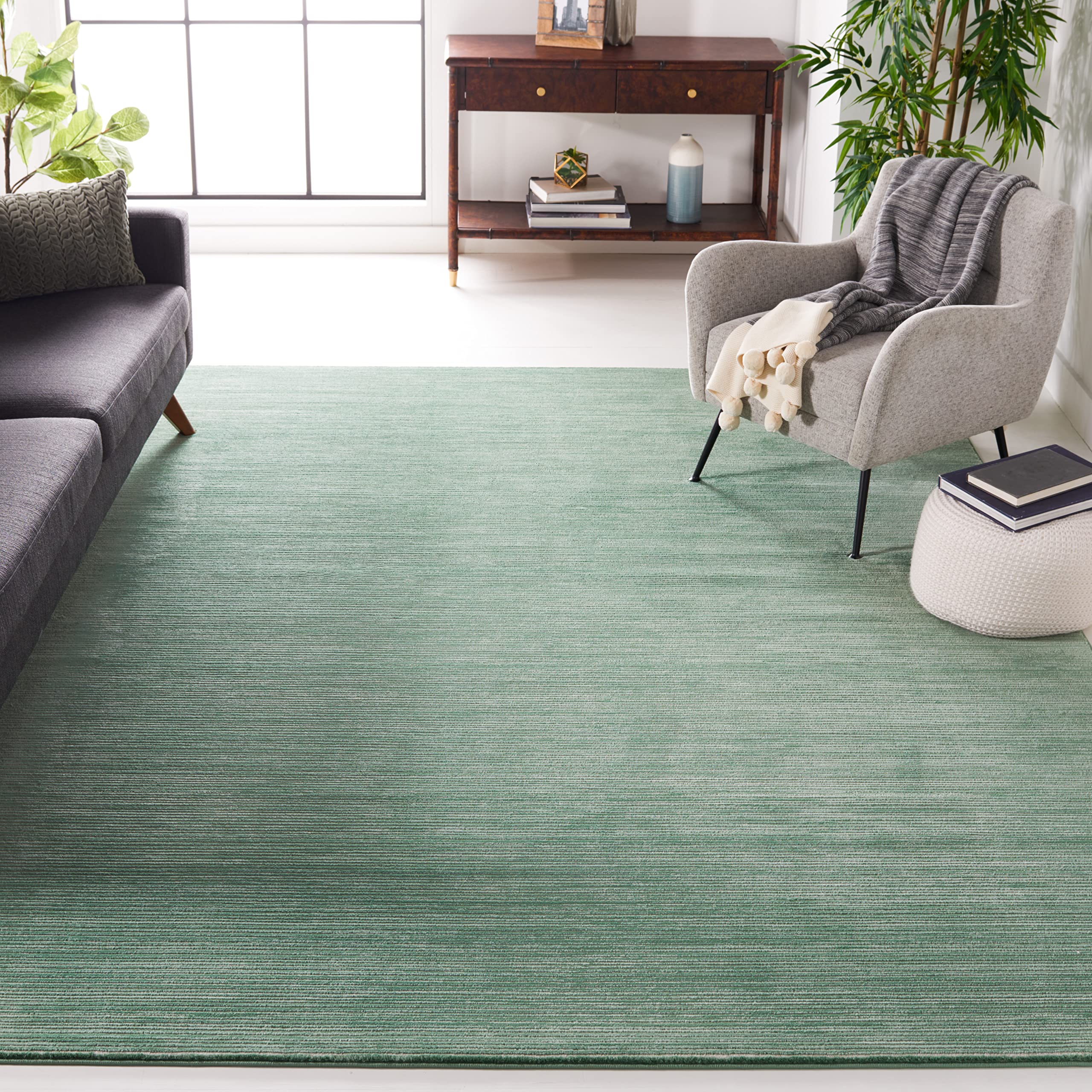 SAFAVIEH Vision Collection Area Rug - 10 x 14, Light Green, Modern Ombre Tonal Chic Design, Non-Shedding & Easy Care, Ideal fo