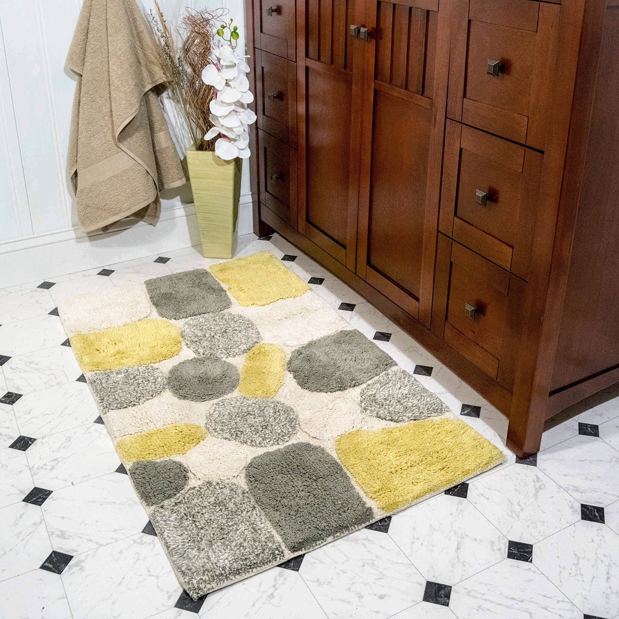 Chesapeake Pebbles Bath Rug Set, 21 In X 34 In&24 In X 40 In, New Willow
