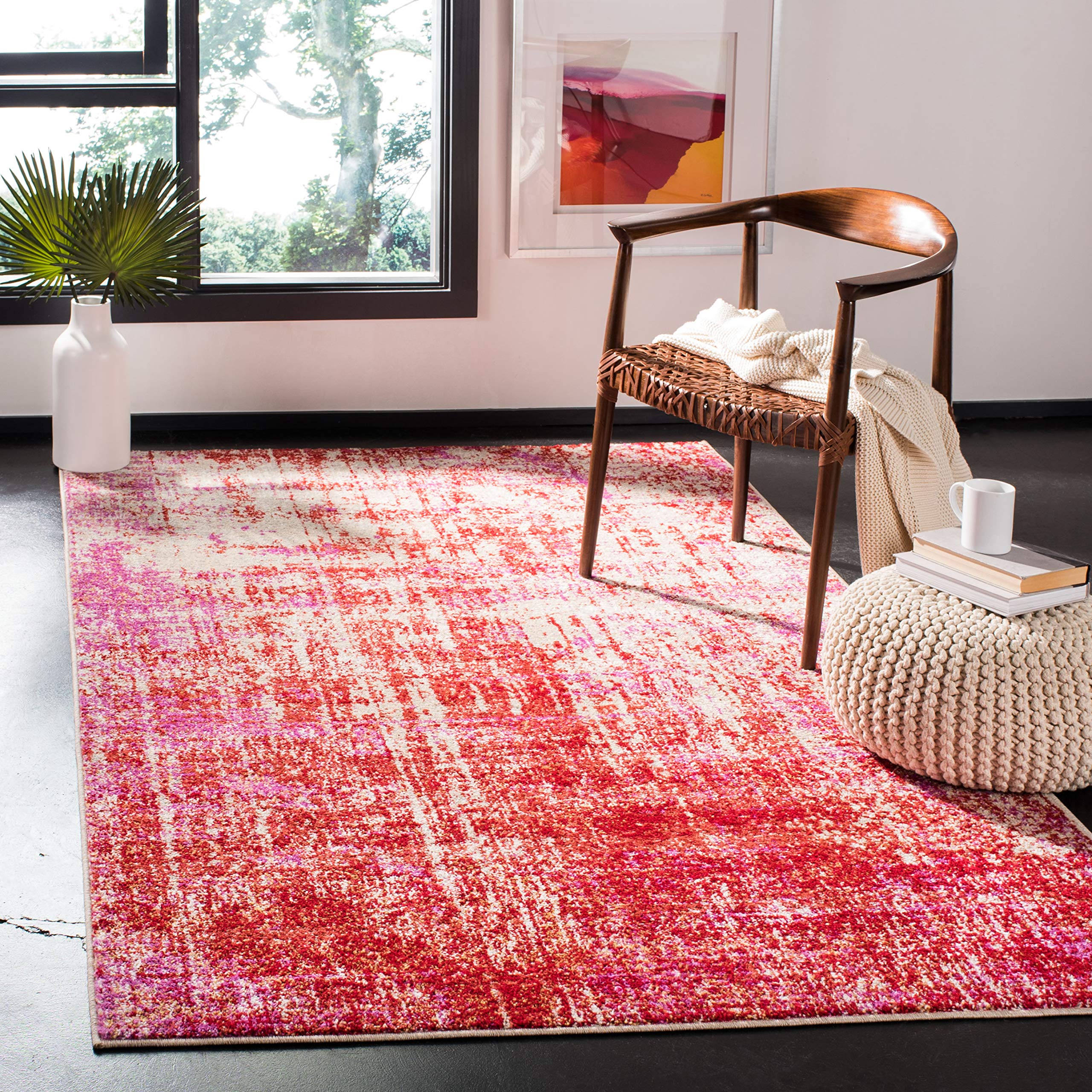 SAFAVIEH Adirondack Collection Accent Rug - 3 x 5, Red & Gold, Modern Abstract Design, Non-Shedding & Easy Care, Ideal for Hig