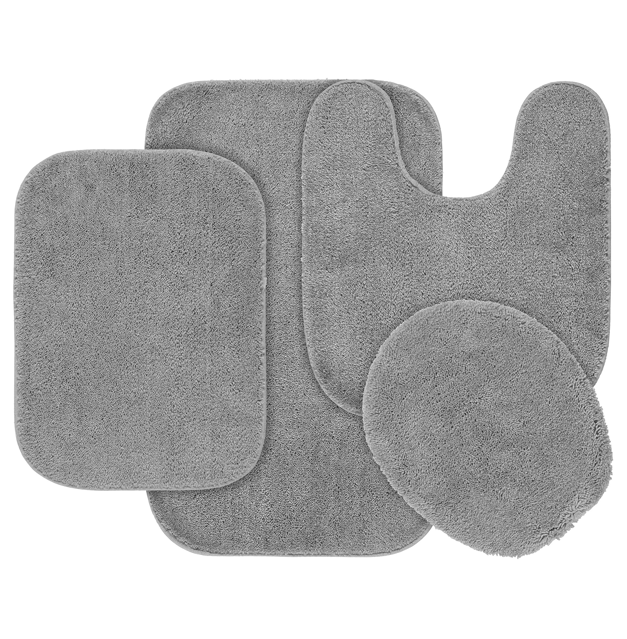 Garland Rug Traditional Bath Rug Set, 4-Piece, Platinum Gray