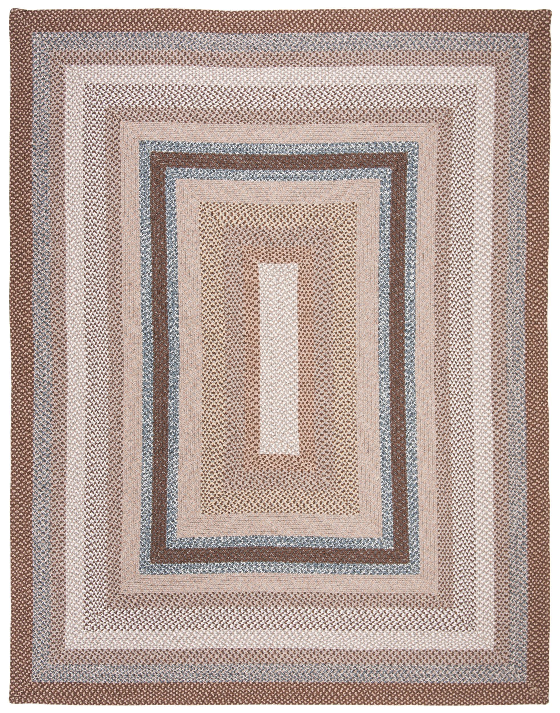 SAFAVIEH Braided Collection Area Rug - 6 x 8, Brown/Multi, Geometric Design, Machine Washable Indoor/Outdoor & Washable-Ideal 