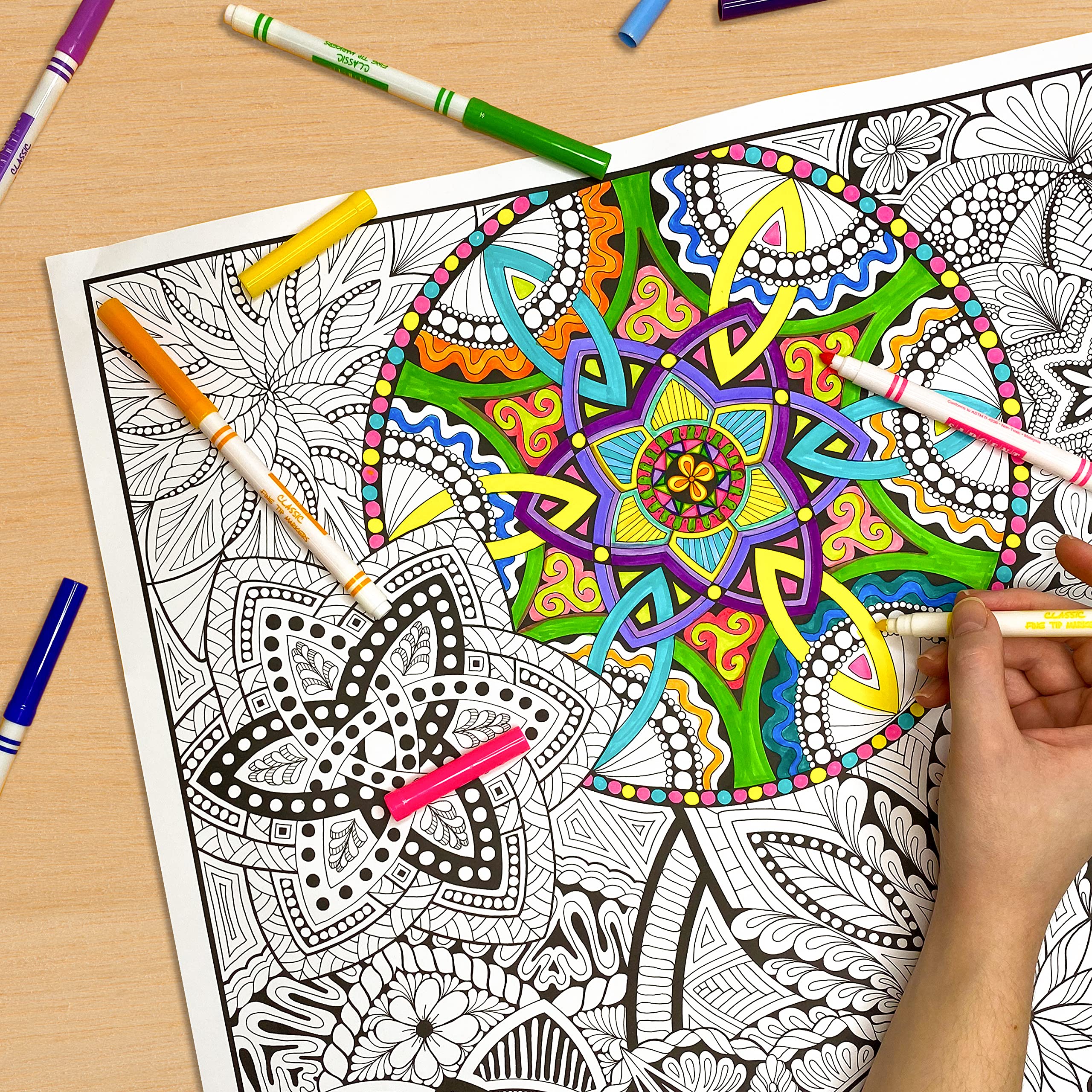 Stuff2Color Giant Coloring Poster Mandala Madness For Kids And Adults - Great For Family Time, Girls, Boys, Arts And Crafts, Adu