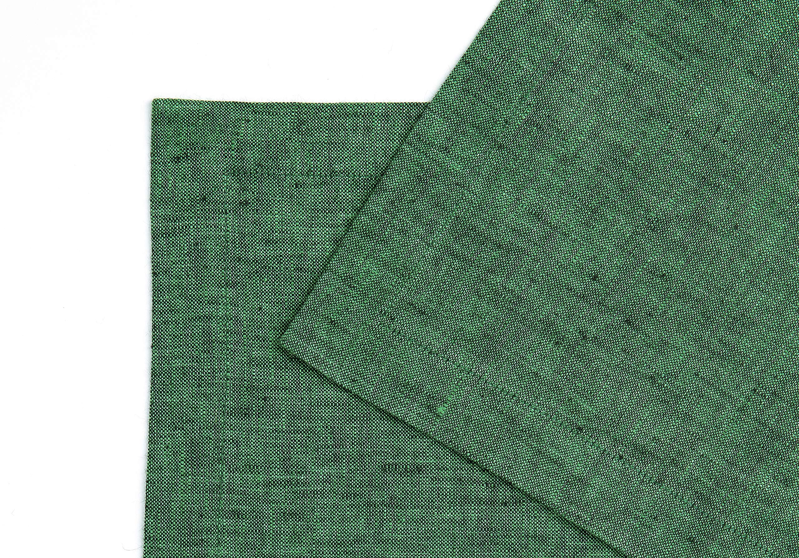 Solino Home Linen Placemats 19'' L X 14'' W Inch - 100% Pure Linen Forest Green Cloth Placemats Set Of 4 - Athena, Washable Fabr