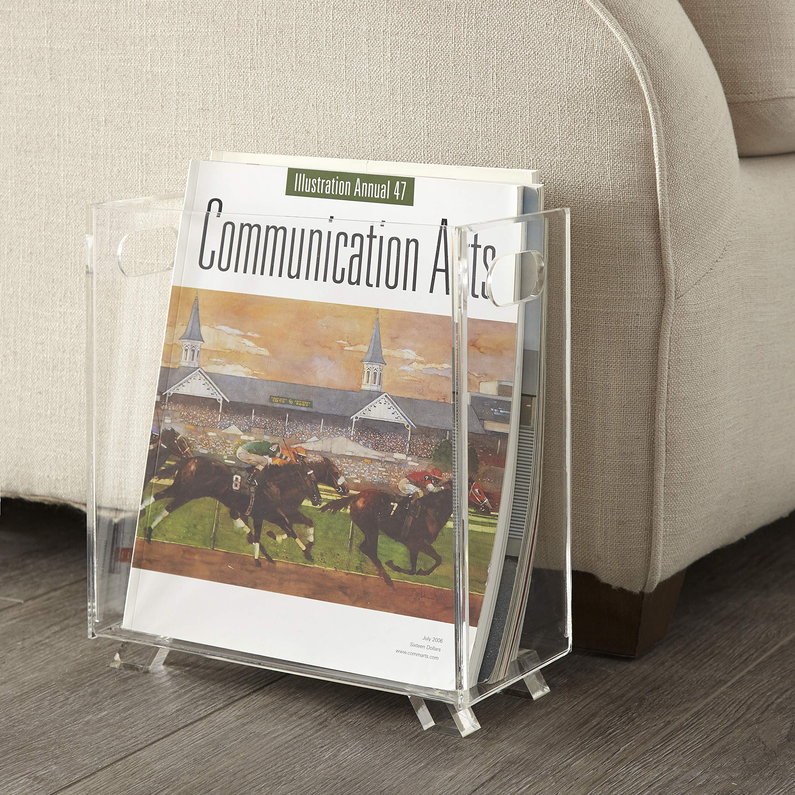Huang Acrylic Clear Magazine Holder Or Wastebasket