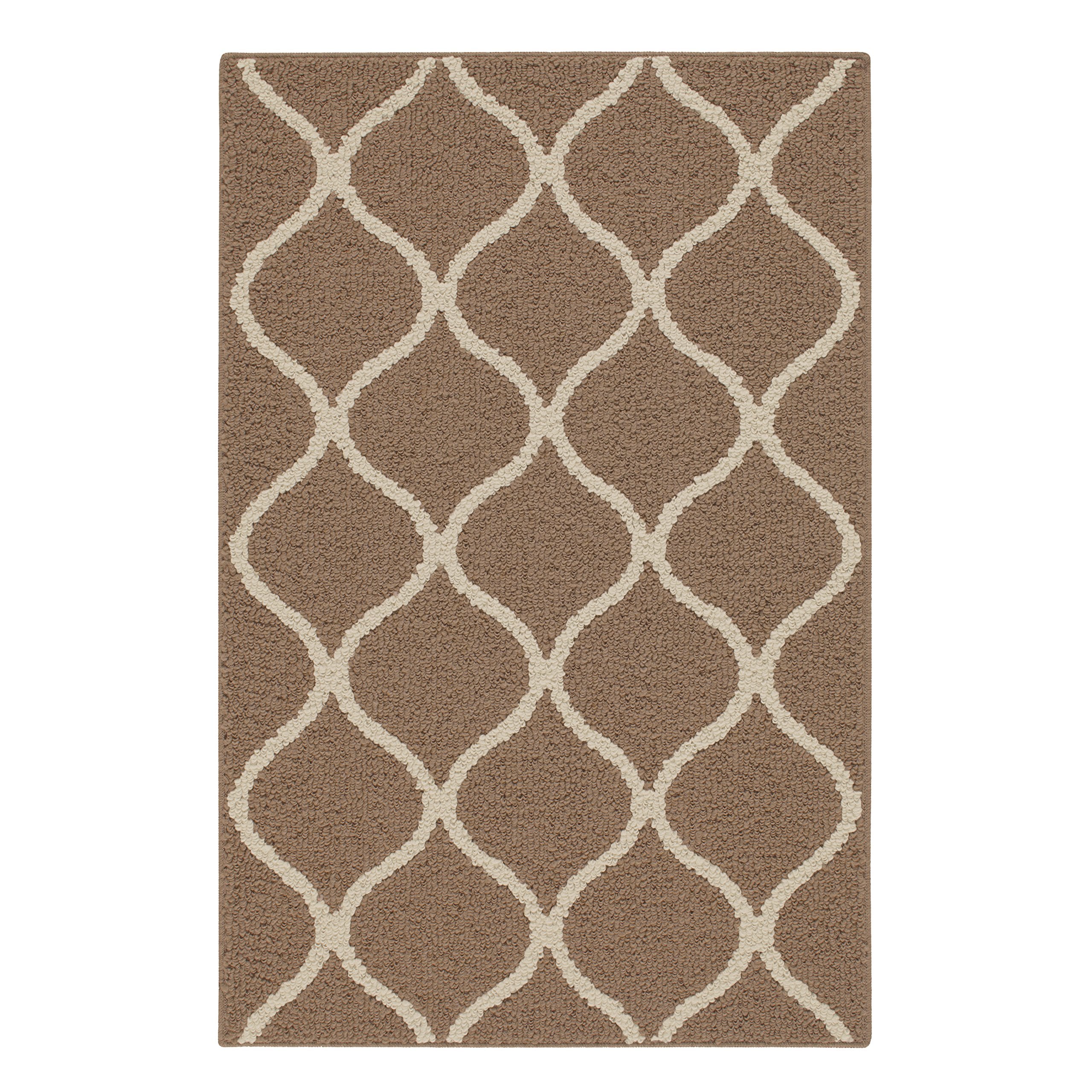 Maples Rugs Rebecca Contemporary Kitchen Rugs Non Skid Accent Area Carpet [Made in USA], 26 x 310, Grey/White