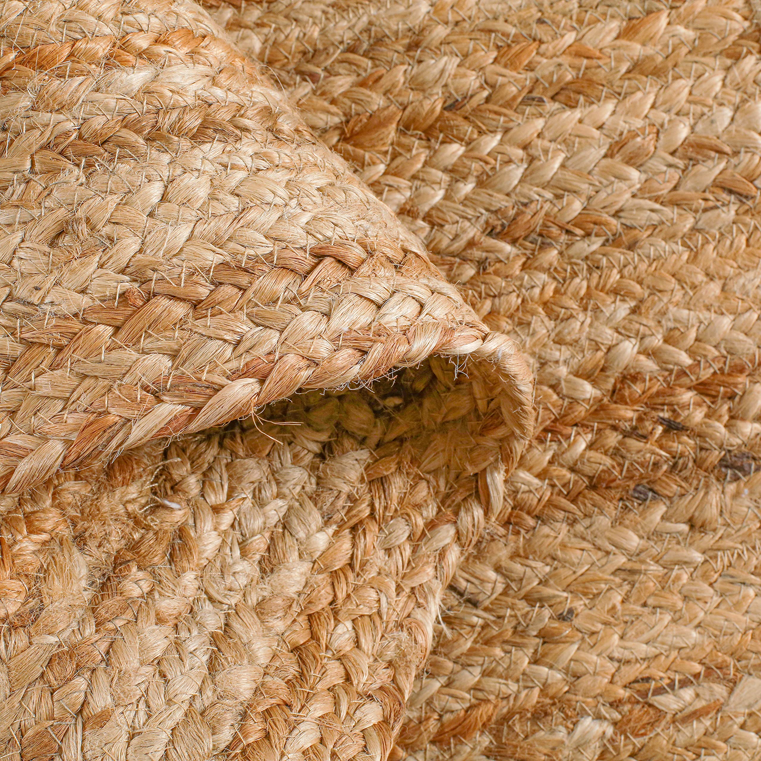 Hausattire Jute Braided Placemats 14x14 Inches - Natural  Farmhouse Reversible Woven Boho Mats for Kitchen & Dining Table (Set of 4)