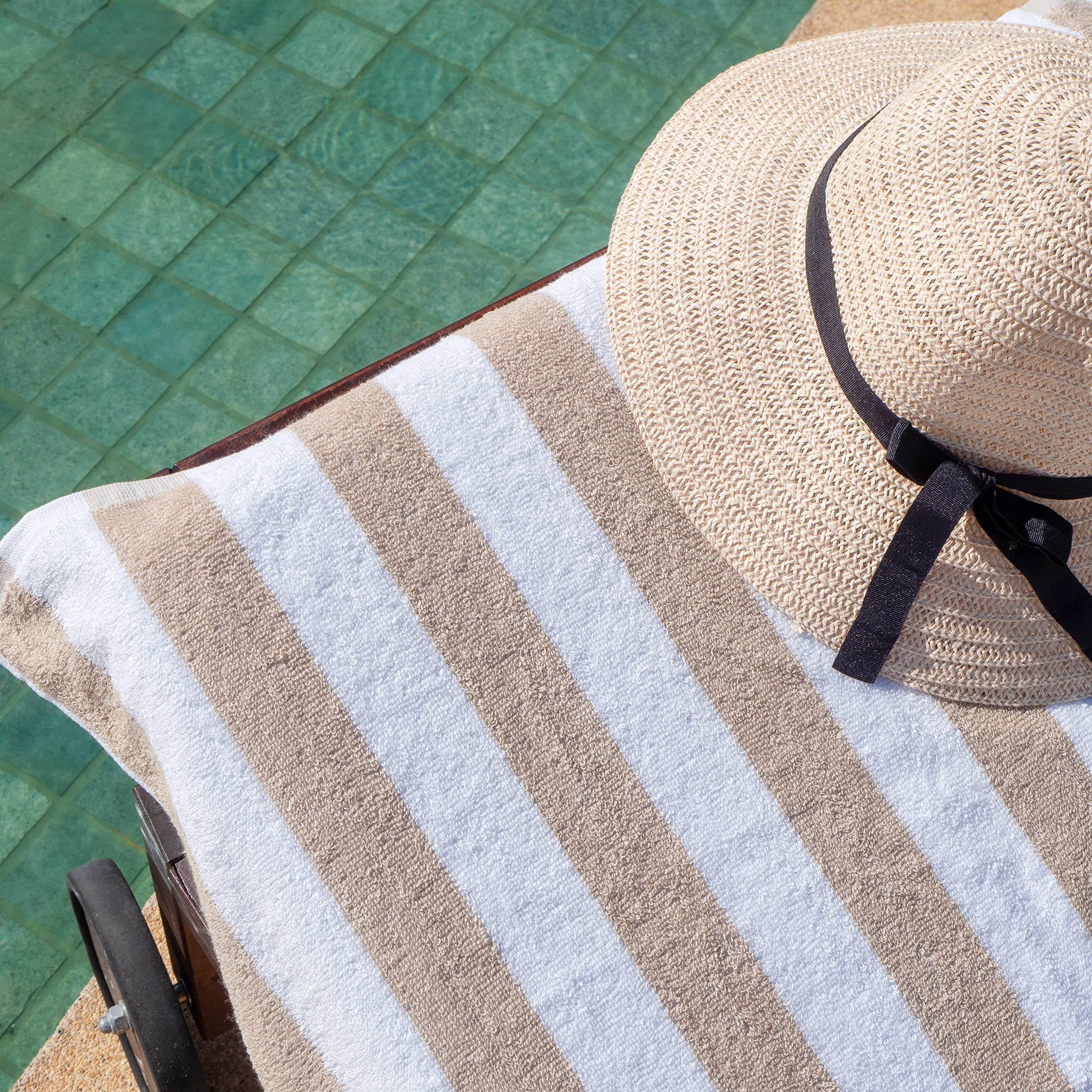 Arkwright Oversized California Beach Towels - (Pack of 4) Absorbent  Quick Drying  Ringspun Cotton Pool Towel  Perfect for Hotel  Spa Hot Tub  and Bath  30 x 70 in  Beige