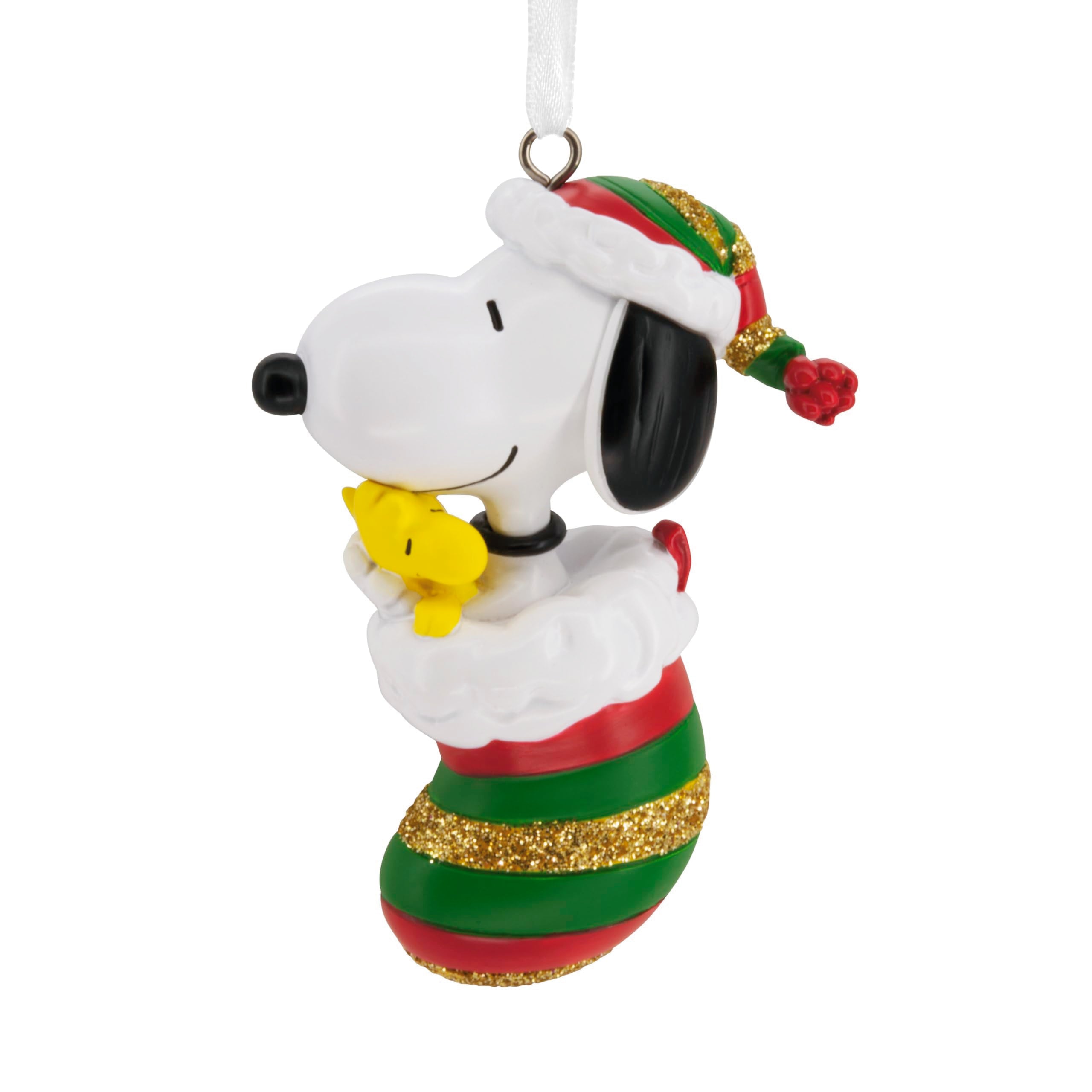 Hallmark Peanuts Snoopy and Woodstock in Stocking Christmas Ornament, Gifts for Peanuts Fans