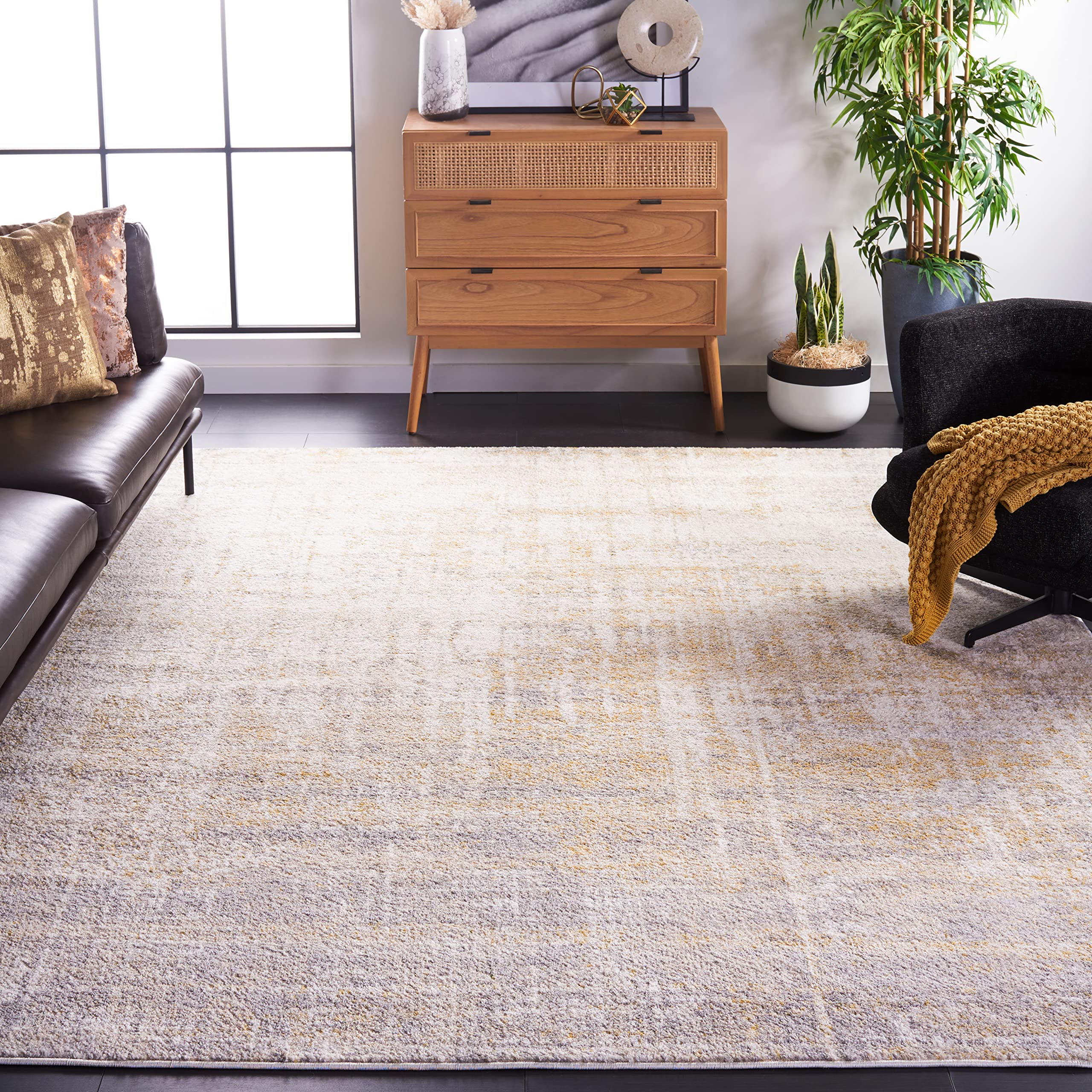 SAFAVIEH Adirondack Collection X-Large Area Rug - 11 x 15, Creme & Gold, Modern Abstract Design, Non-Shedding & Easy Care, Ide