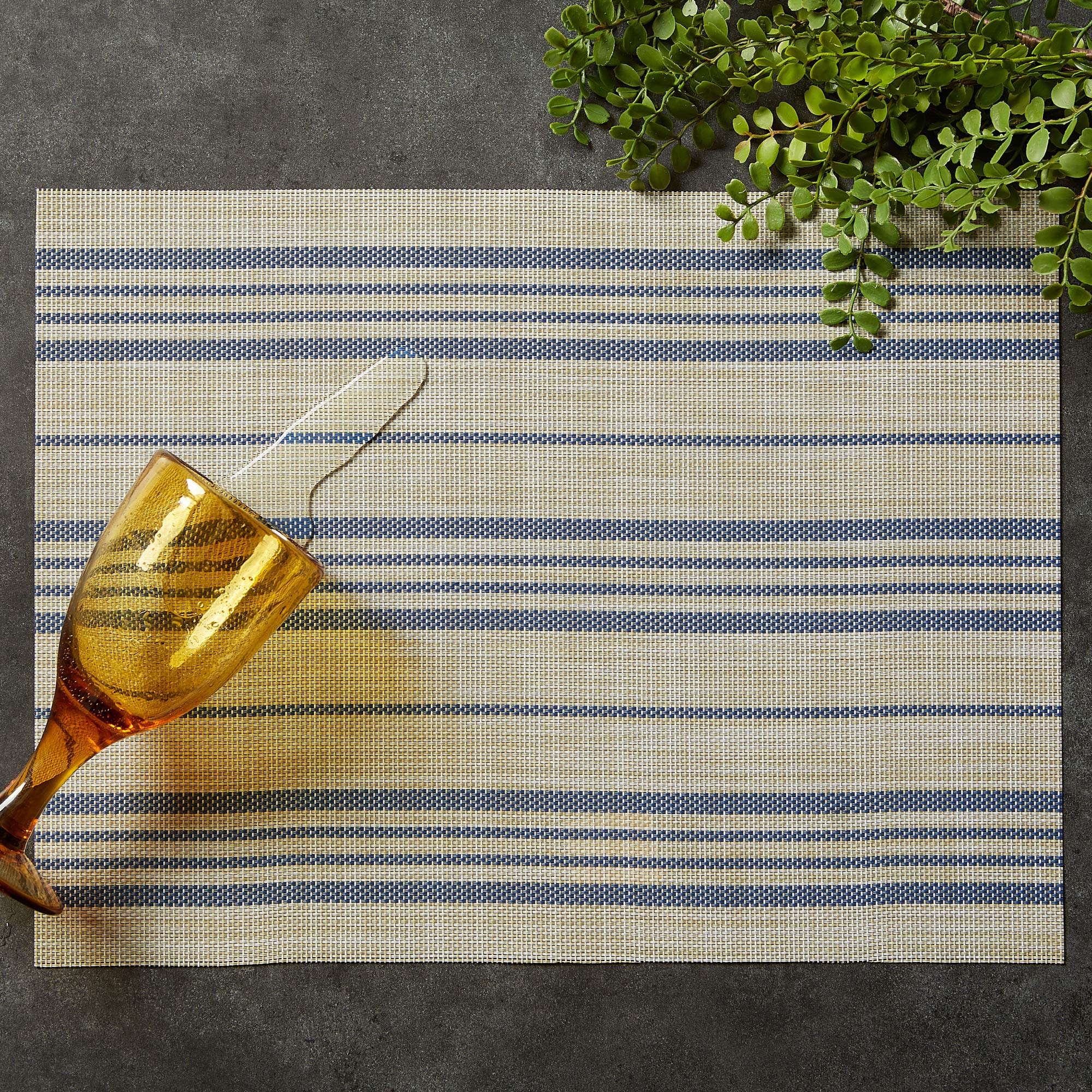 Dii French Blue Farmhouse Stripe Pvc Woven Placemat