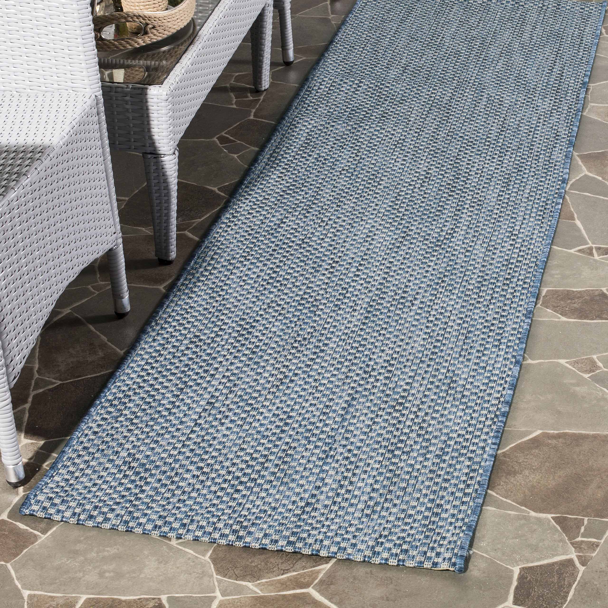 SAFAVIEH Courtyard Collection 23 x 10 Navy/Grey CY8521 Indoor/ Outside Waterproof Easy cleansingPatio Backyard Mudroom Runner 